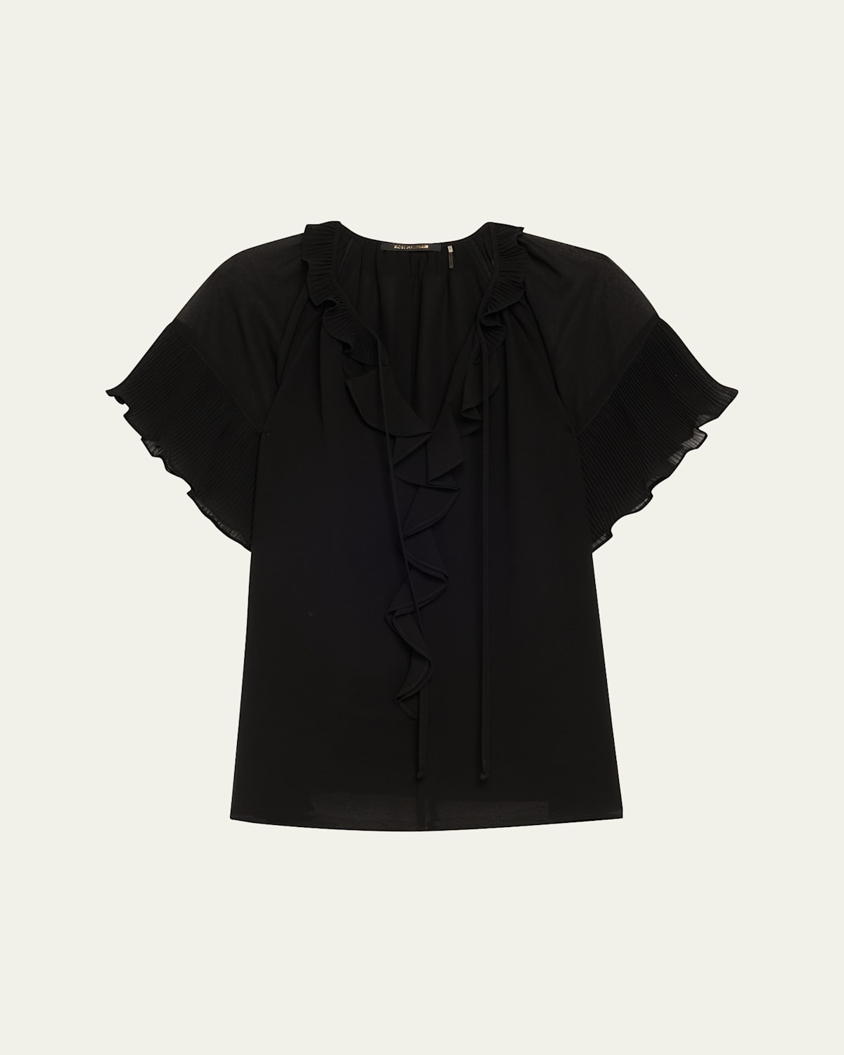 Vale Raglan-Sleeve Ruffle Blouse