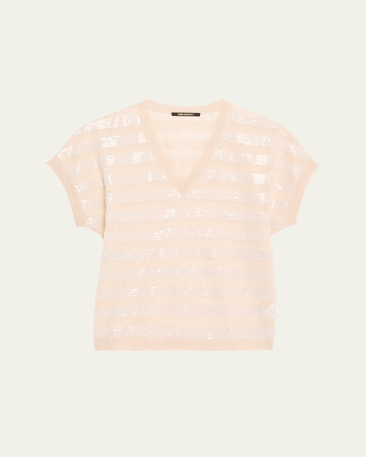 Elara Sequin Striped V-Neck Sweater