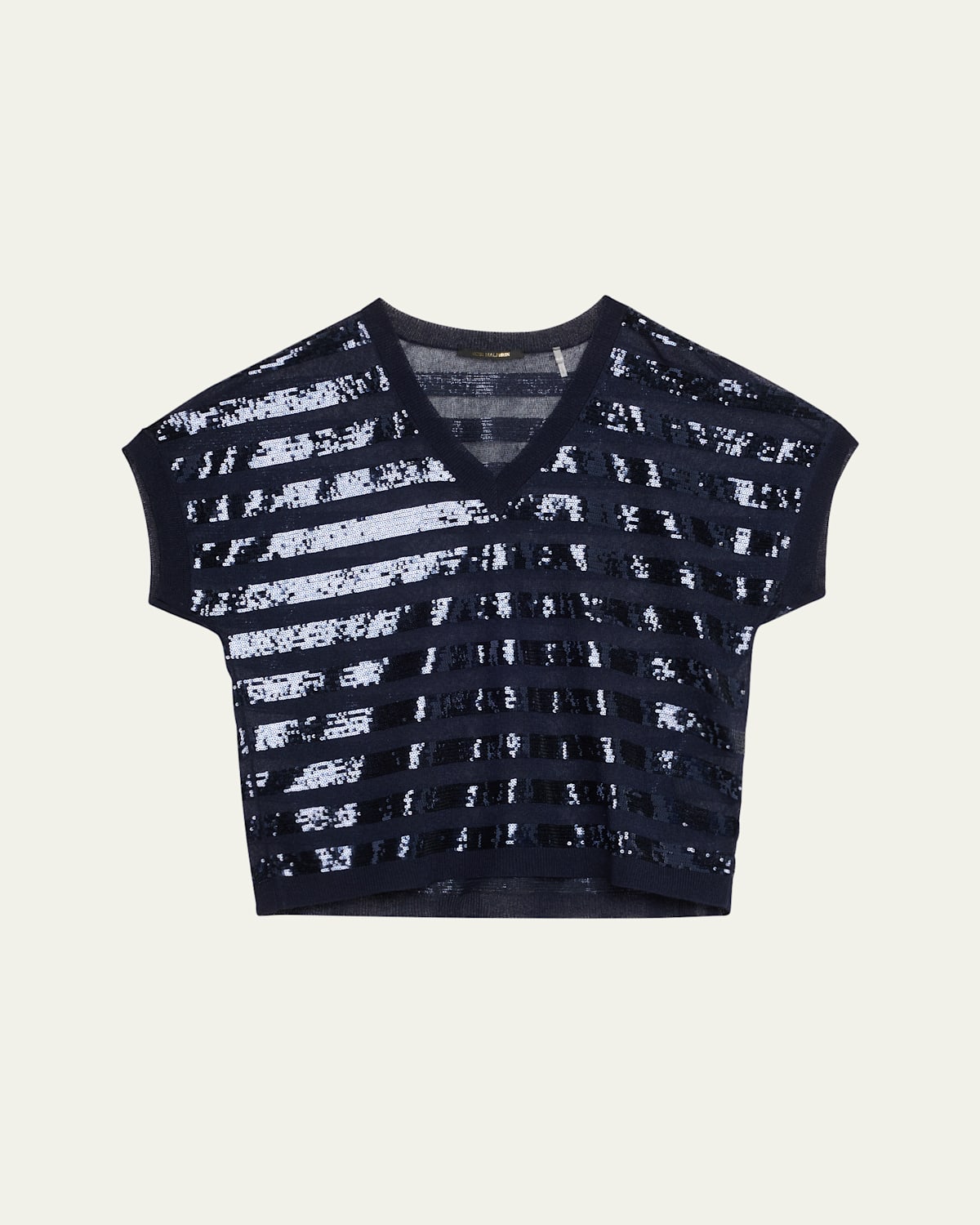 KOBI HALPERIN ELARA SEQUIN STRIPED V-NECK SWEATER 
