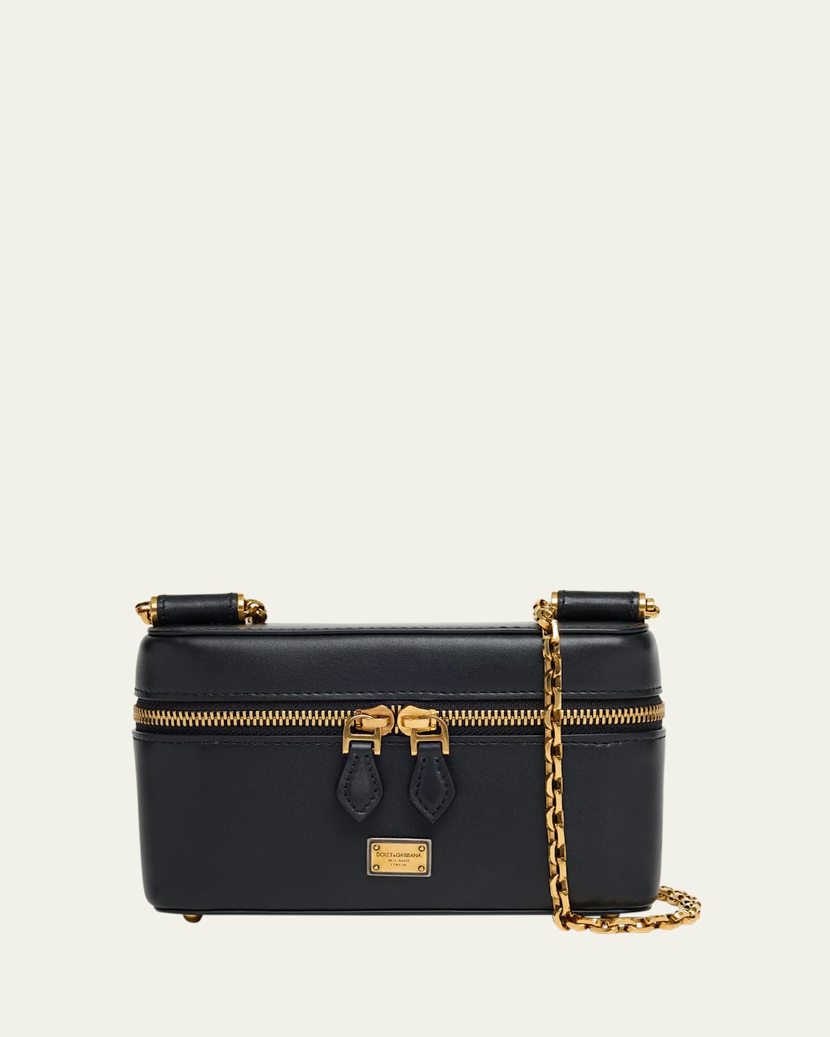 Dolce & Gabbana Sicily Calfskin Vanity Crossbody Bag In Nero
