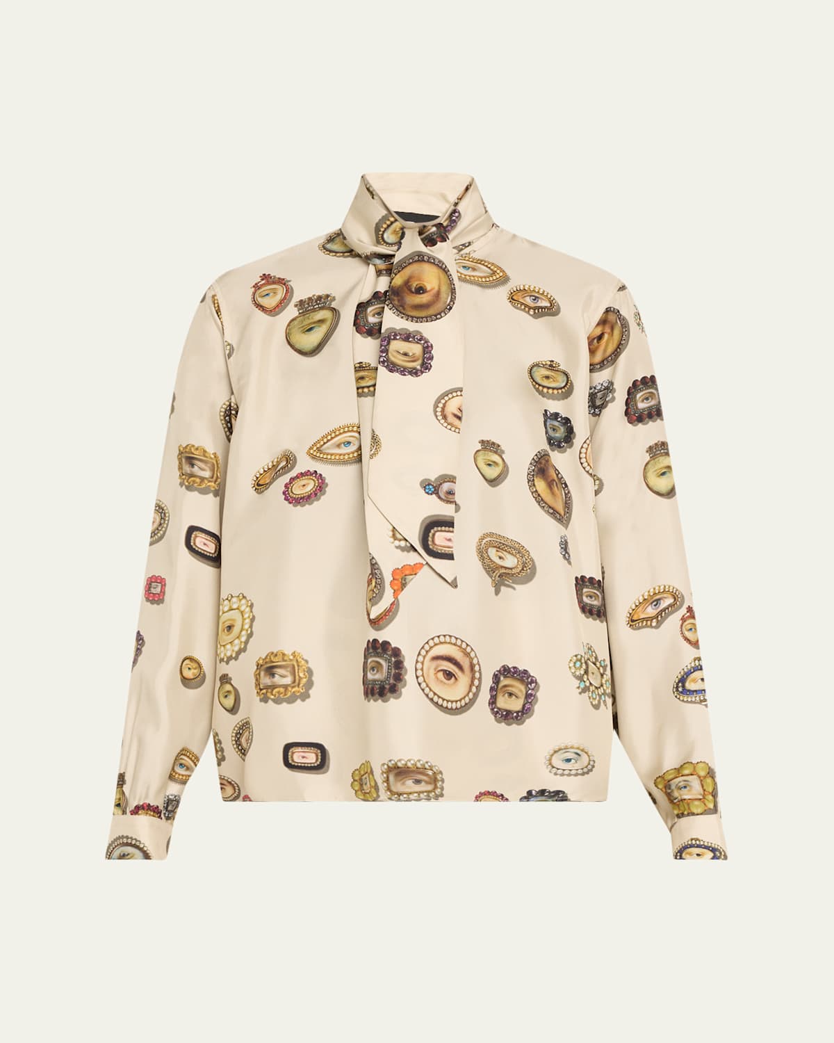 Libertine Keith Lovers Eyes-print Silk Scarf Blouse In Frvnl