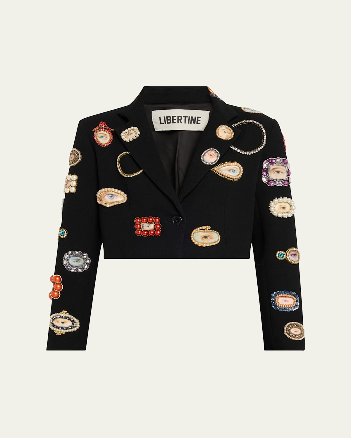 Libertine Lovers Eye Redux Embellished Margaret Wool Jacket In Black