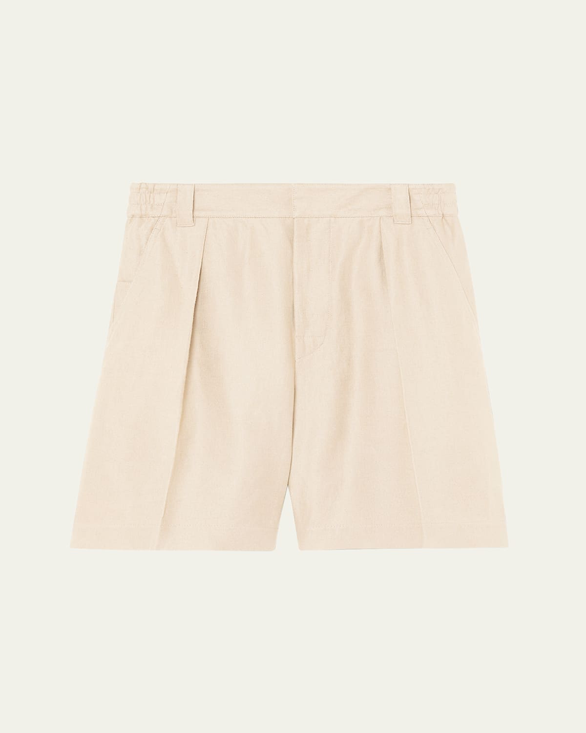 Loro Piana Men's Reinga Linen Pleated Bermuda Shorts