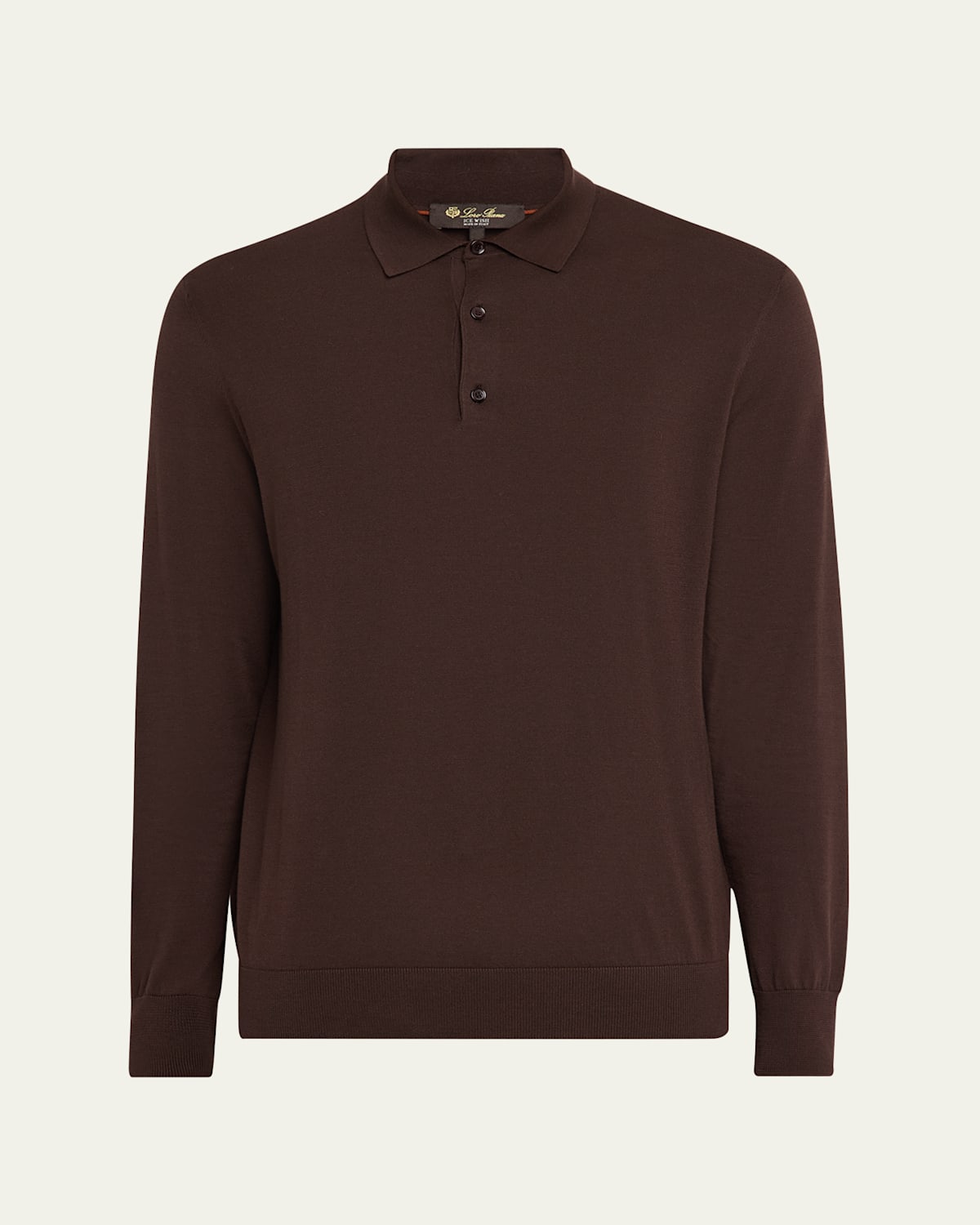 Men's Loro Island Cotton Giza Long-Sleeve Polo Shirt