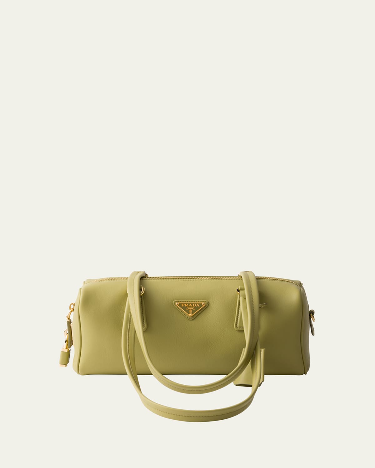 Prada Zip Soft Grain Leather Shoulder Bag In F0362 Pistacchio