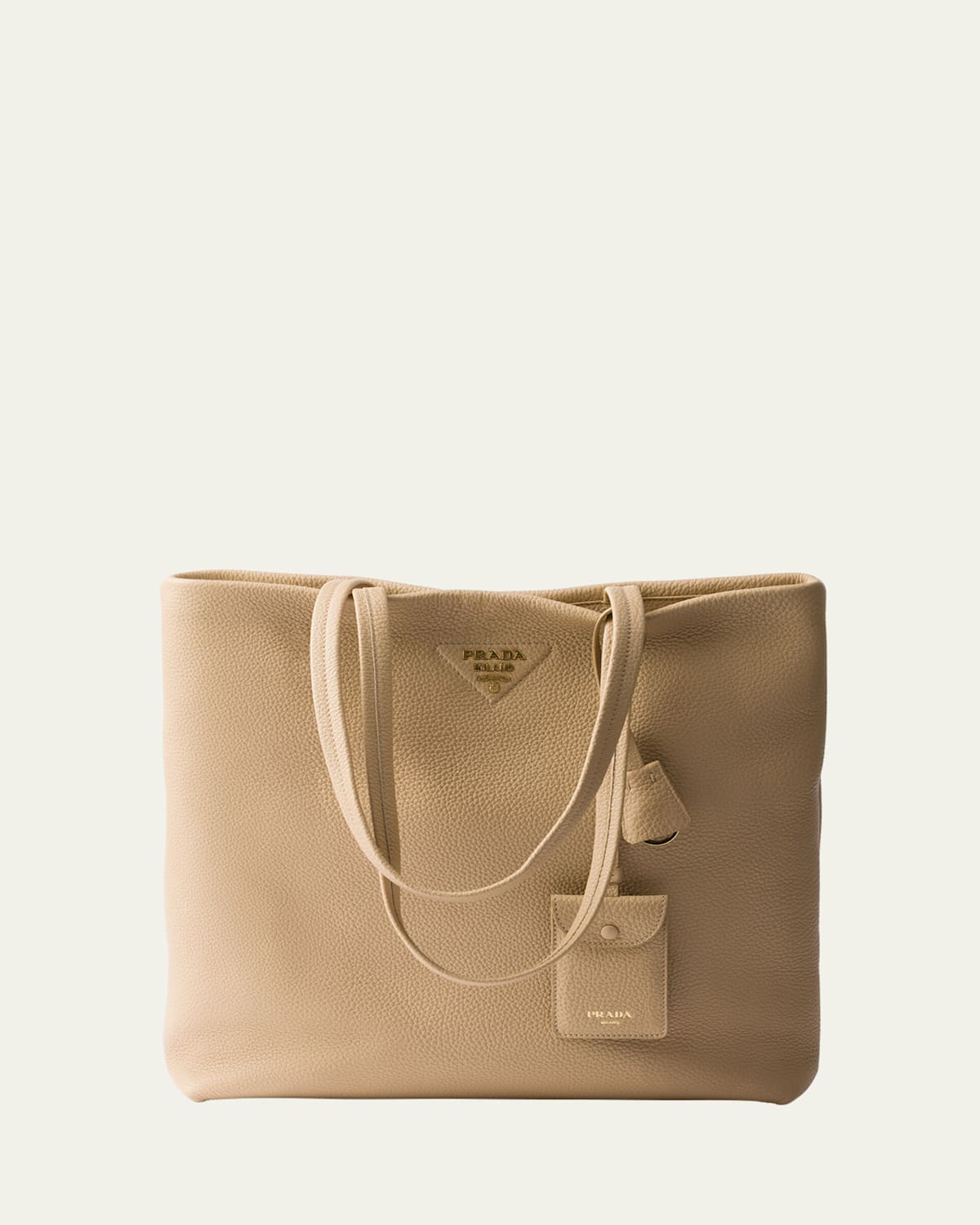 Prada Daino Soft Leather Tote Bag In F0036 Sabbia