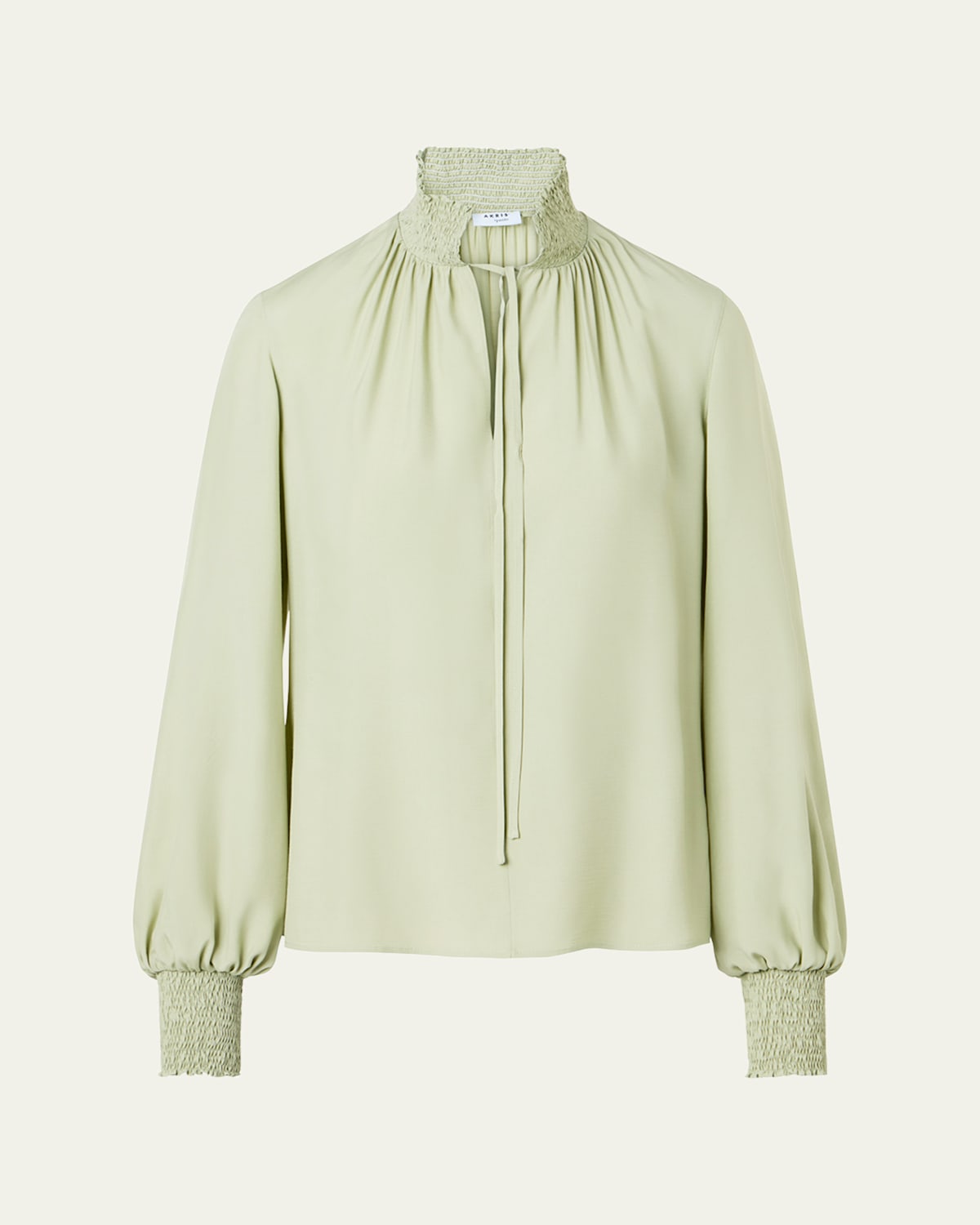 Silk Crepe de Chine High-Neck Blouse