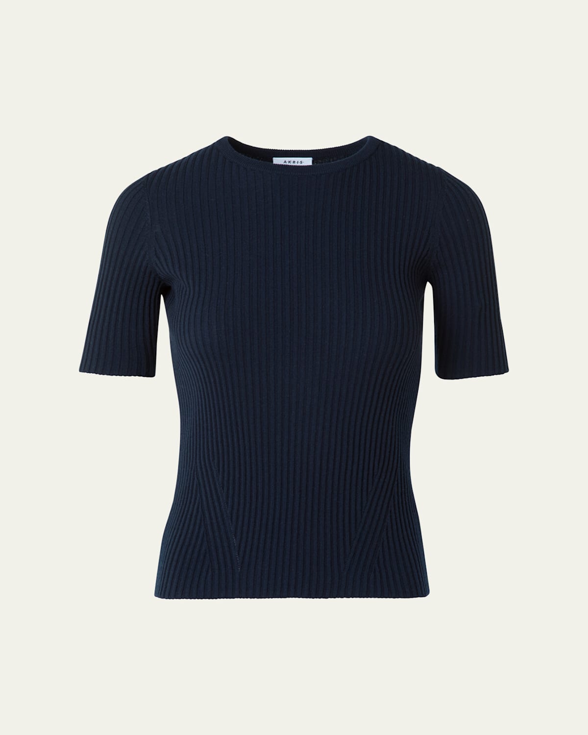 Akris Punto Ribbed Short-sleeve Merino Wool Sweater