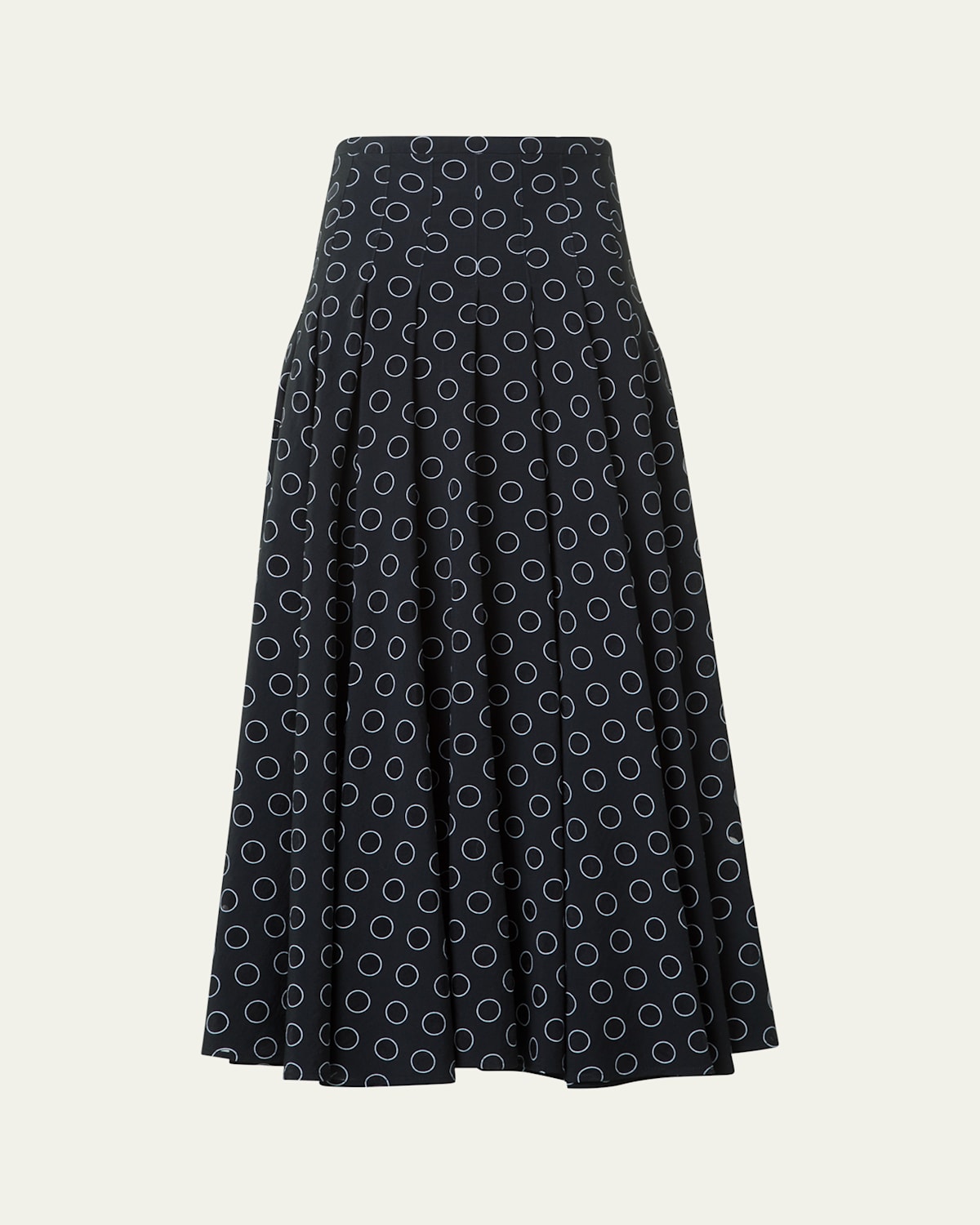 Polka Dot Organzino Flared Pleated Skirt
