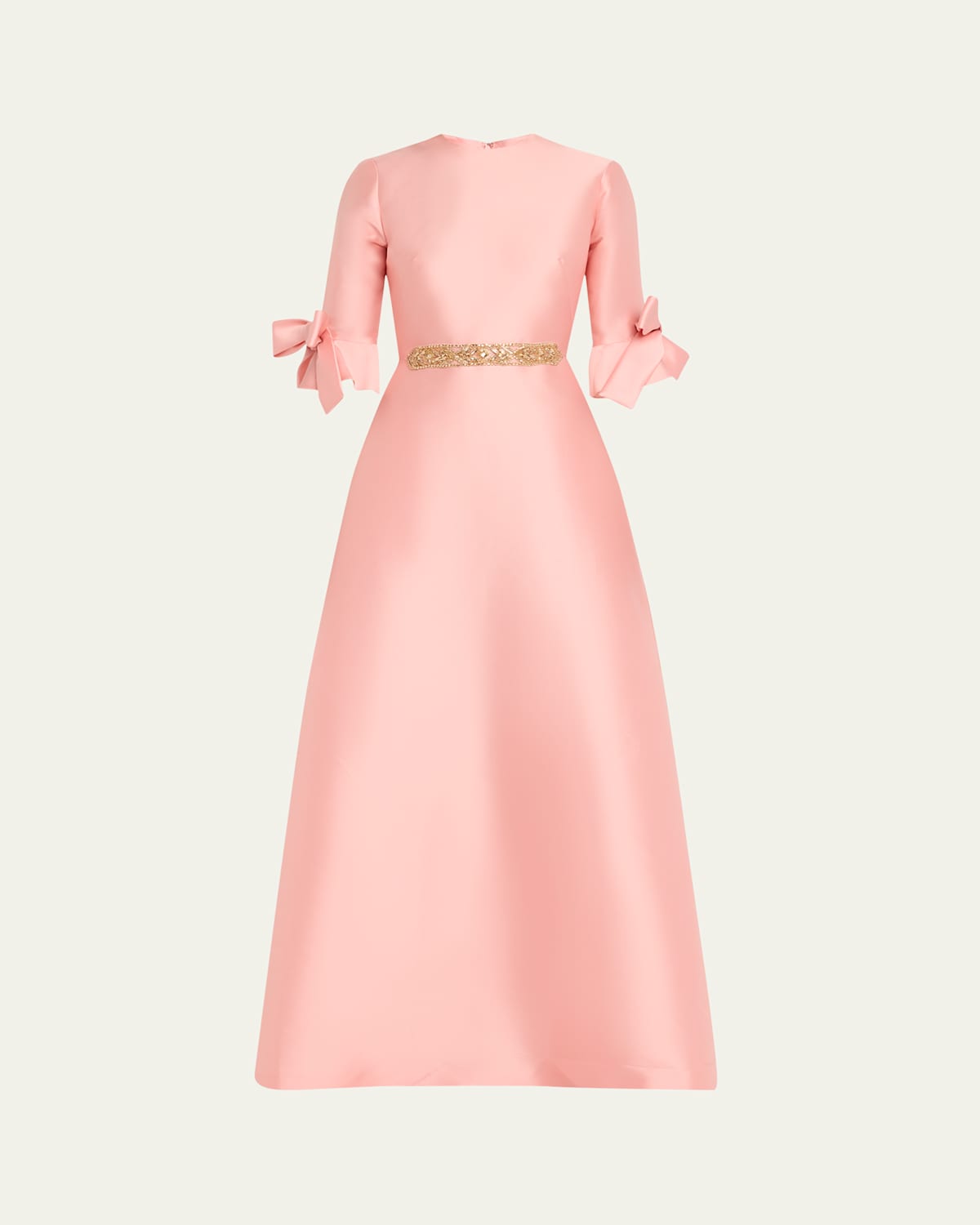 Mikado Pique Kaftan with Tulle Belt