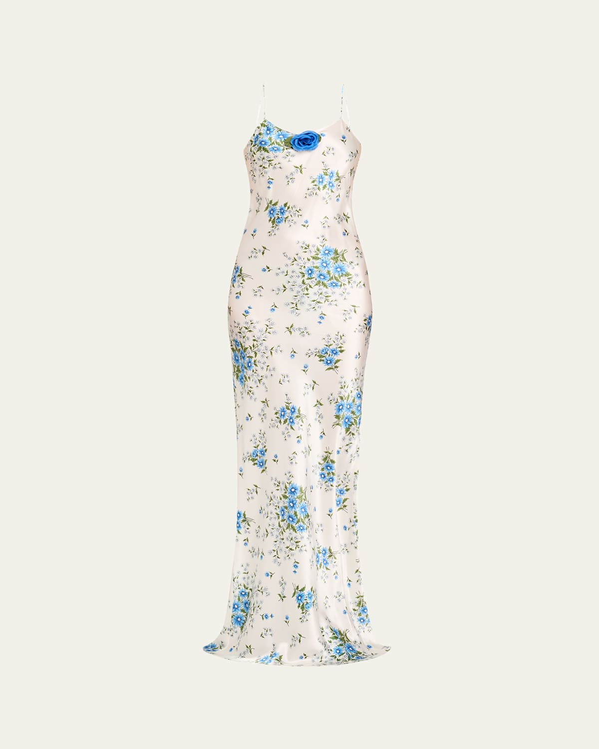 Daisy Bias Silk Slip with Silk Rosette
