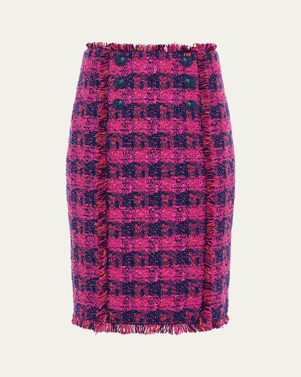 L Agence Kitty Tweed Pencil Skirt In Midnight Acai Ruby Tweed