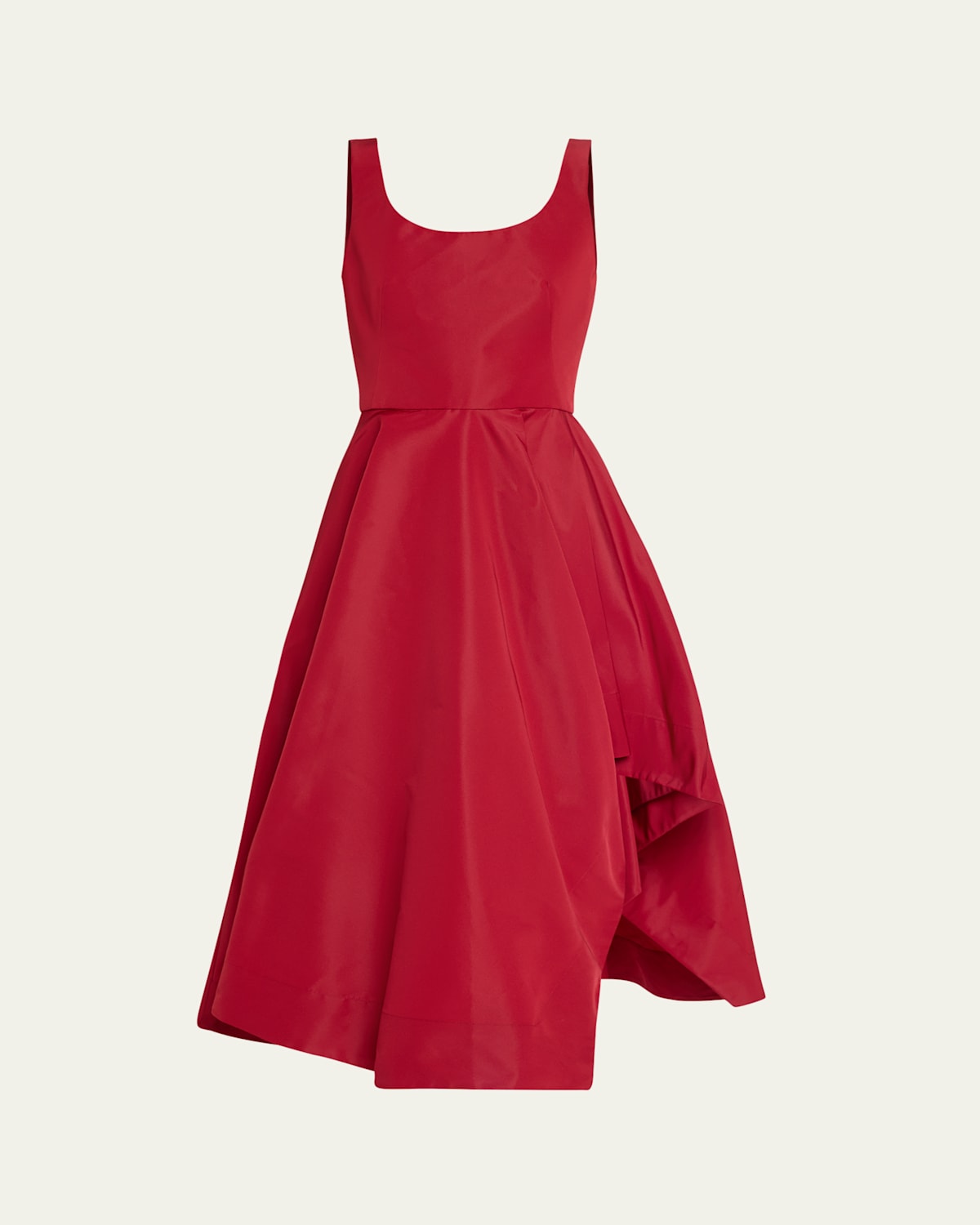 Alexander Mcqueen Scoop-neck Asymmetric Midi Dress In Royal Red