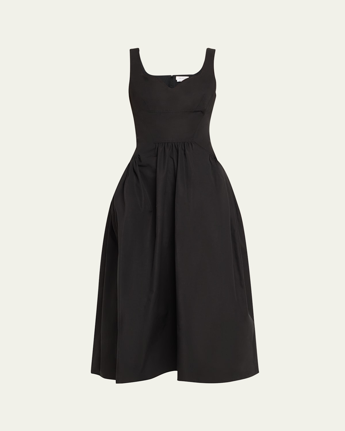 Alexander Mcqueen Sweetheart Sleeveless Fit-&-flare Midi Dress In Black