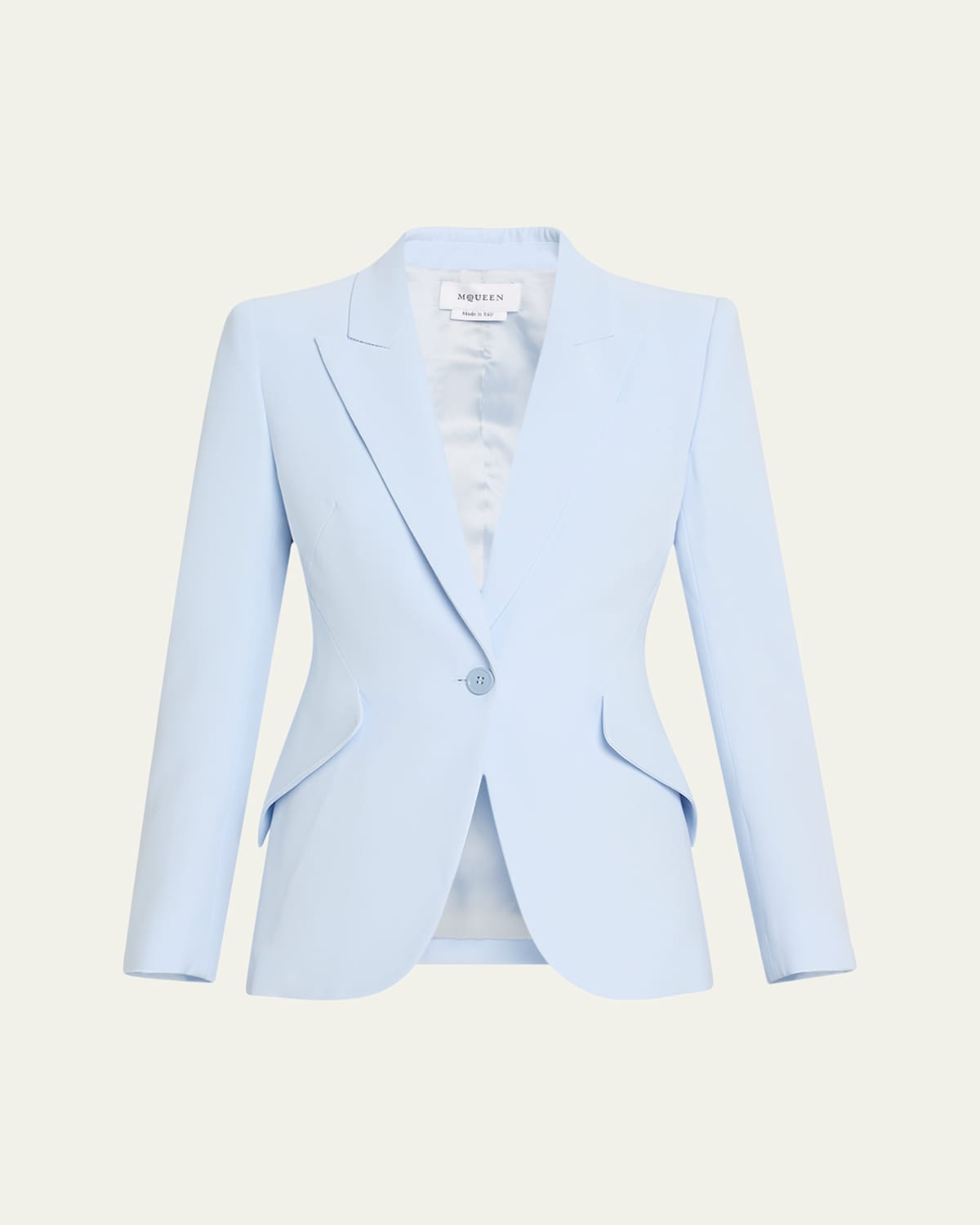 Alexander Mcqueen Single-breasted Blazer Jacket In Pearl Blue