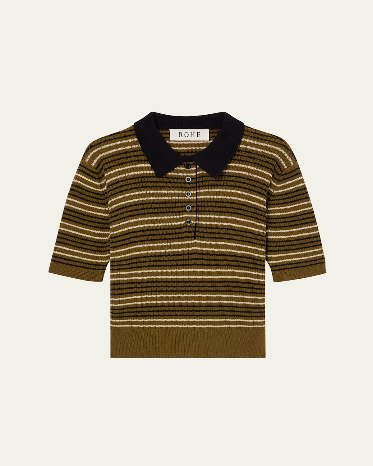 Striped Knit Polo Top