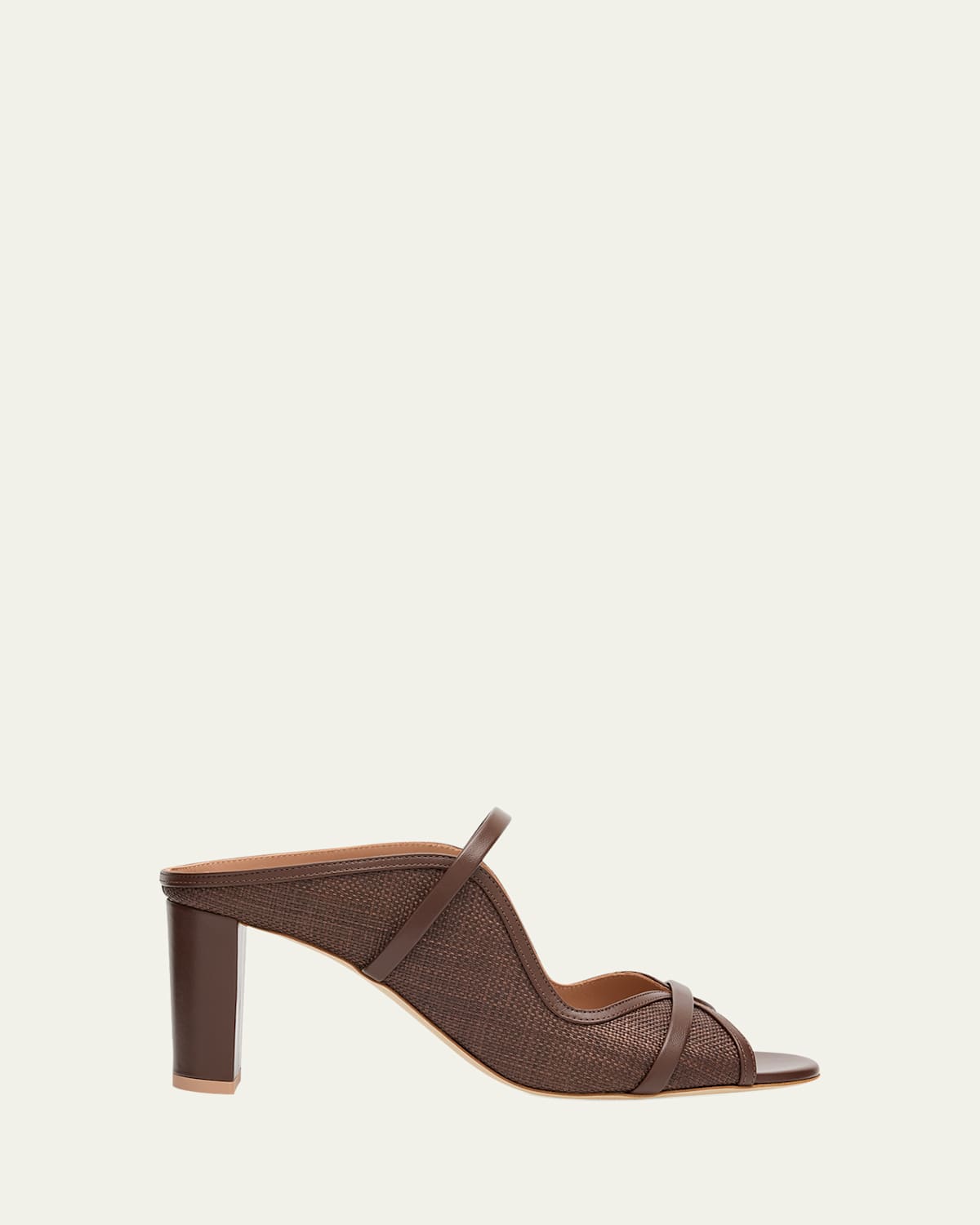 Norah Nappa Leather Raffia Dual-Strap Mule Sandals