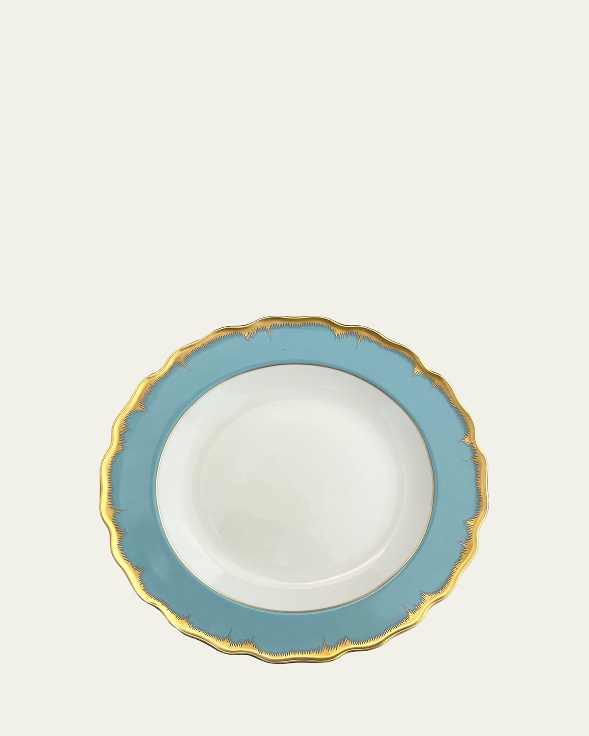 Mottahedeh Chelsea Feather Turquoise Soup Plate In Multi