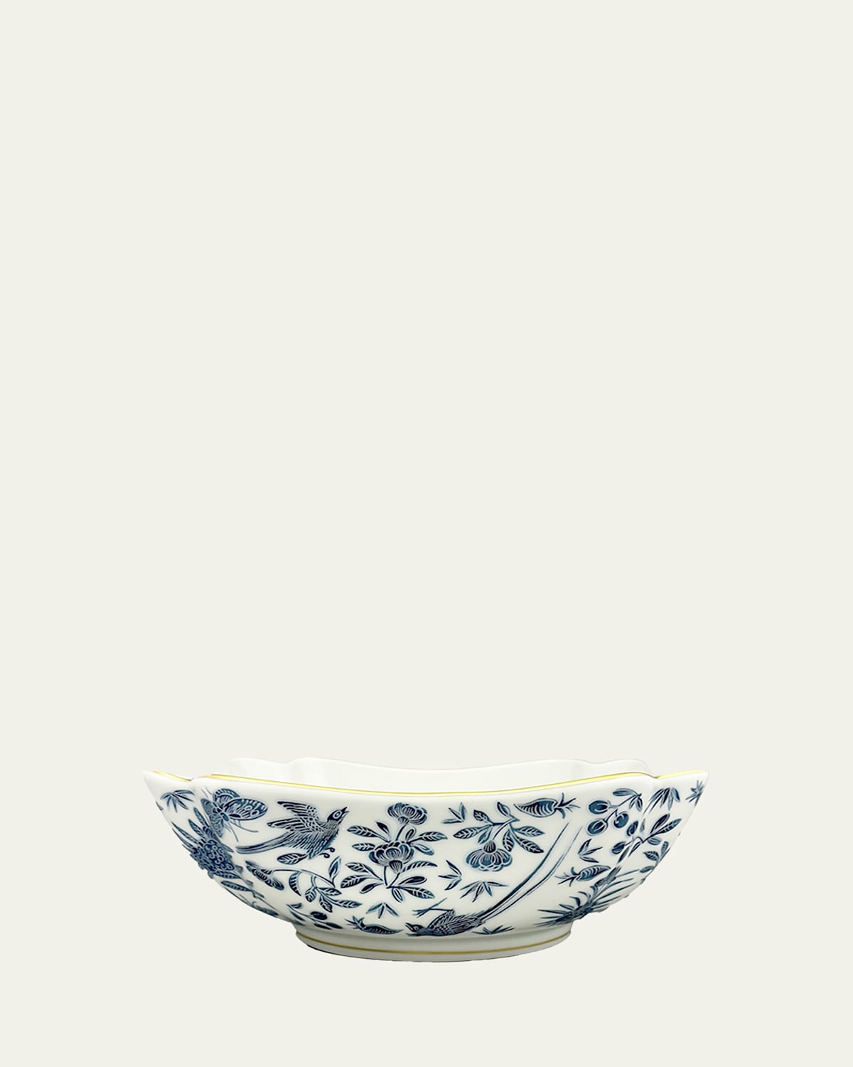 Mottahedeh Sacred Bird & Butterfly Blue Square Bowl, Small In Blu/wht