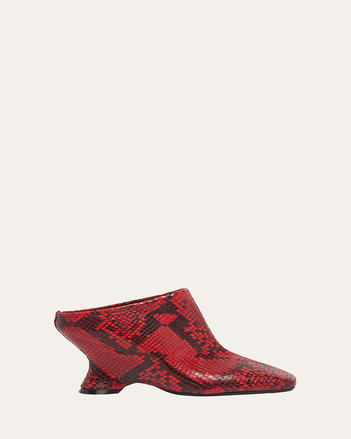 DRIES VAN NOTEN SNAKESKIN PRINTED LEATHER WEDGE MULES 