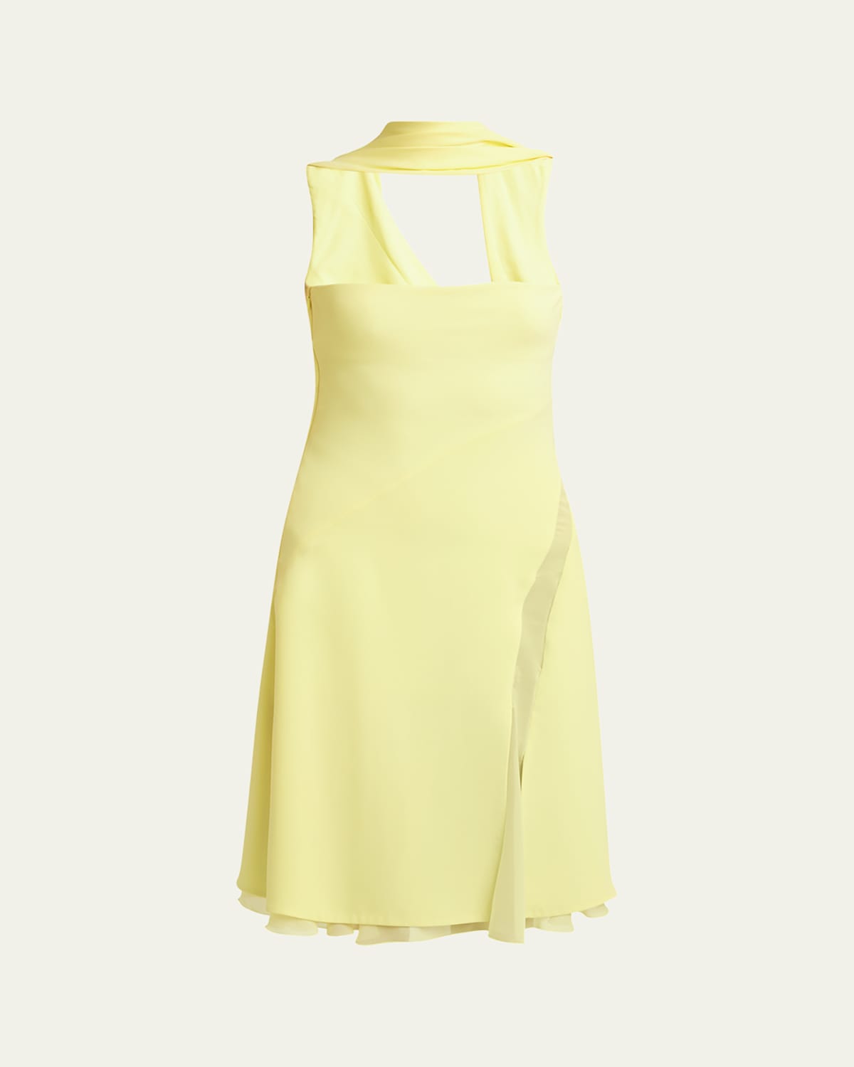 Versace Scarf-effect Cutout Chiffon-trimmed Silk-cady Mini Dress