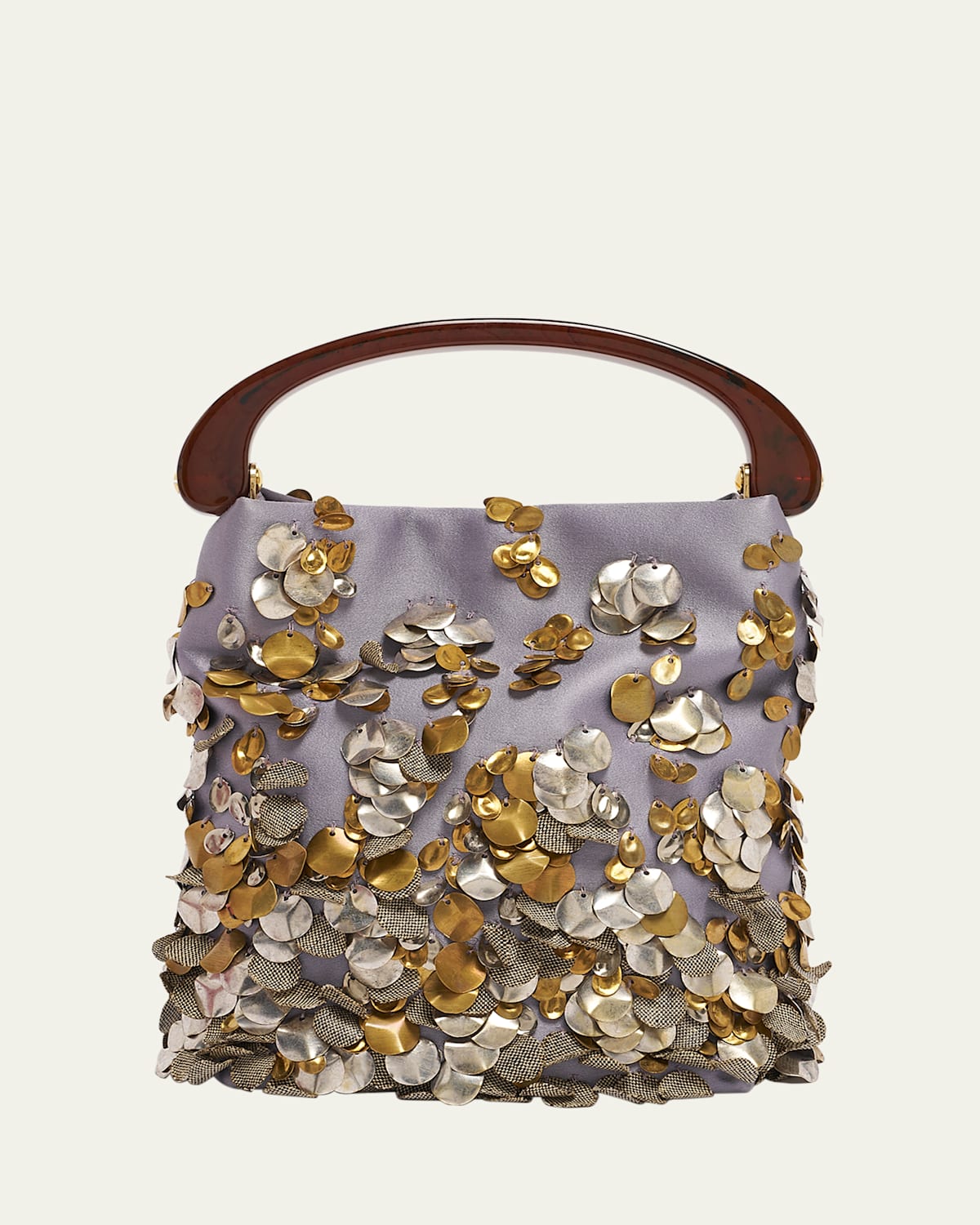 Shop Dries Van Noten Crisp Embellished Leather Top-handle Bag In 403 Lilac