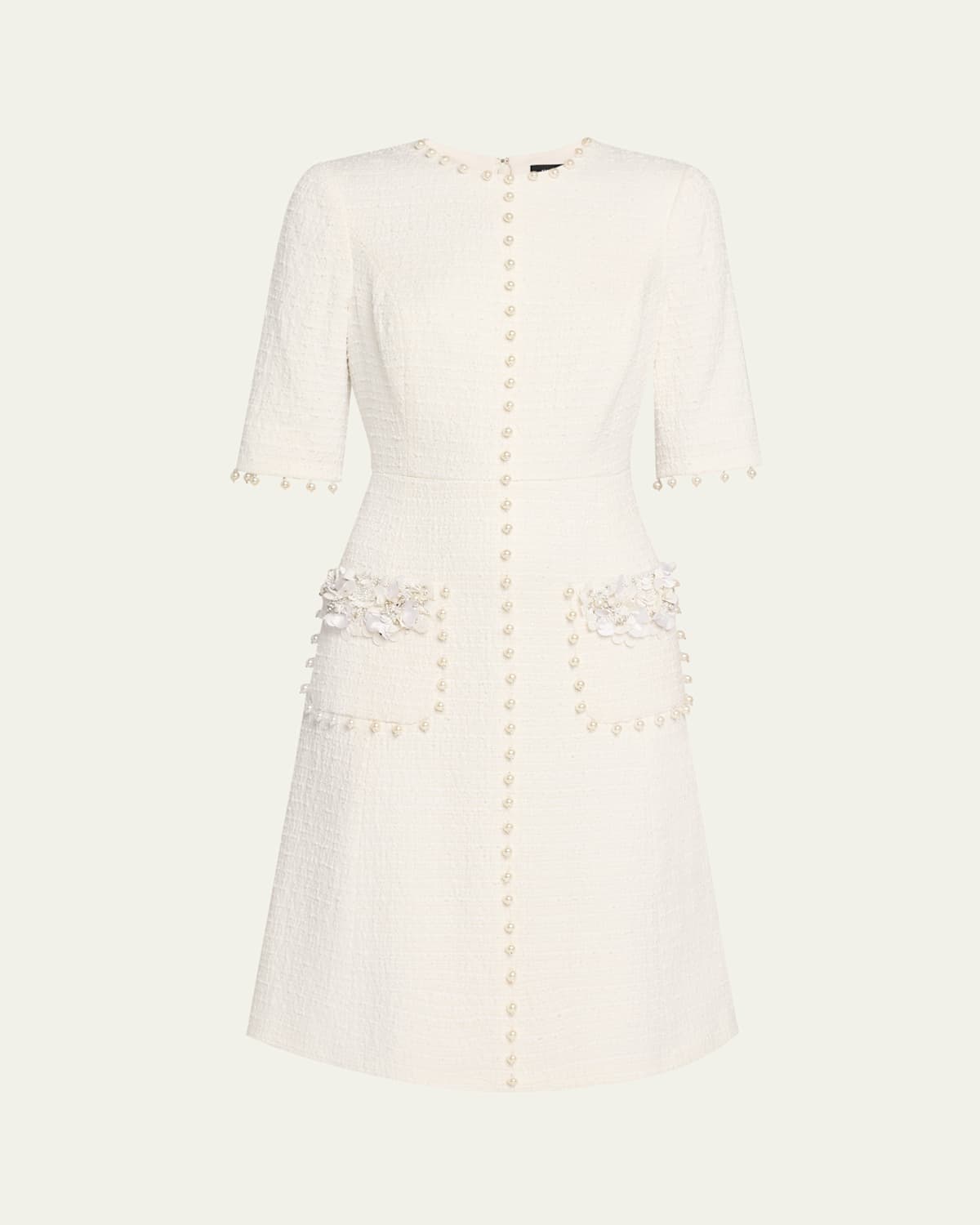 Bead-Embellished Boucle Dress