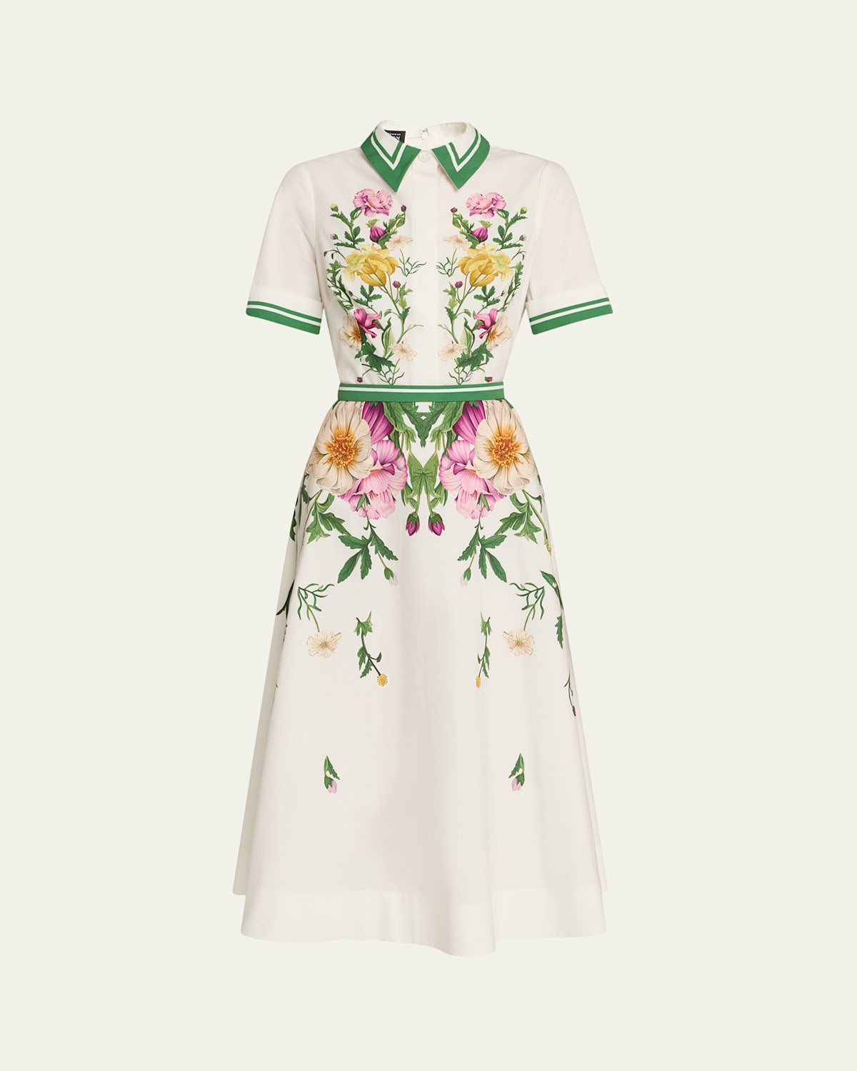 Belted Floral-Print Cotton Midi Shirtdress