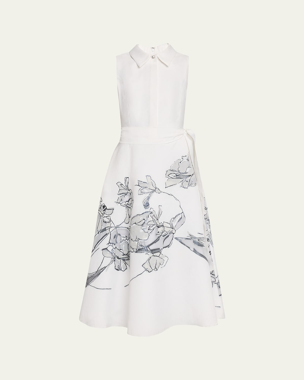 Sleeveless Floral Burnout Midi Shirtdress