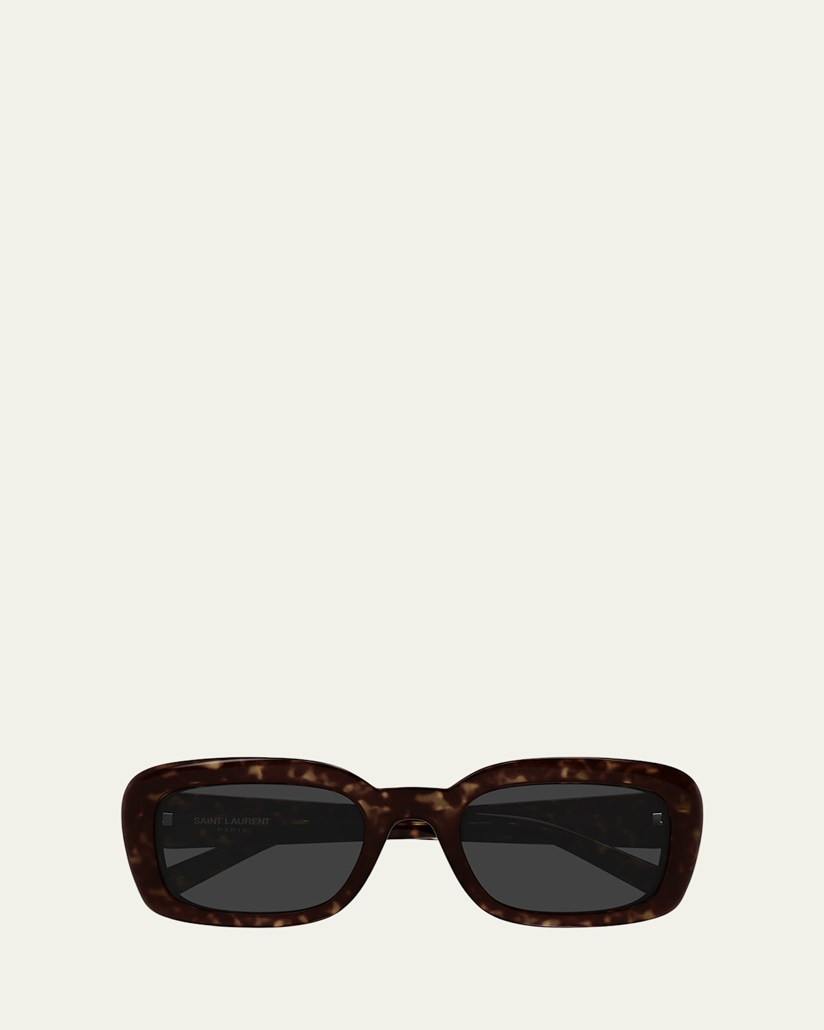 Saint Laurent Recycled Acetate Rectangular Sunglasses In Havana