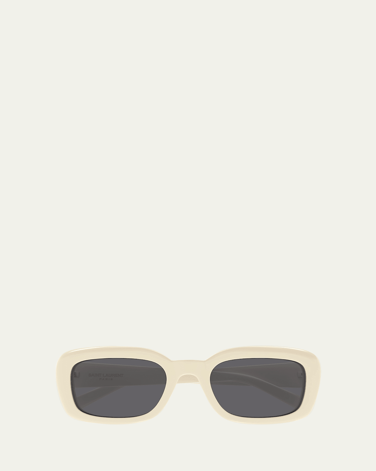 Saint Laurent Recycled Acetate Rectangular Sunglasses In Ivory