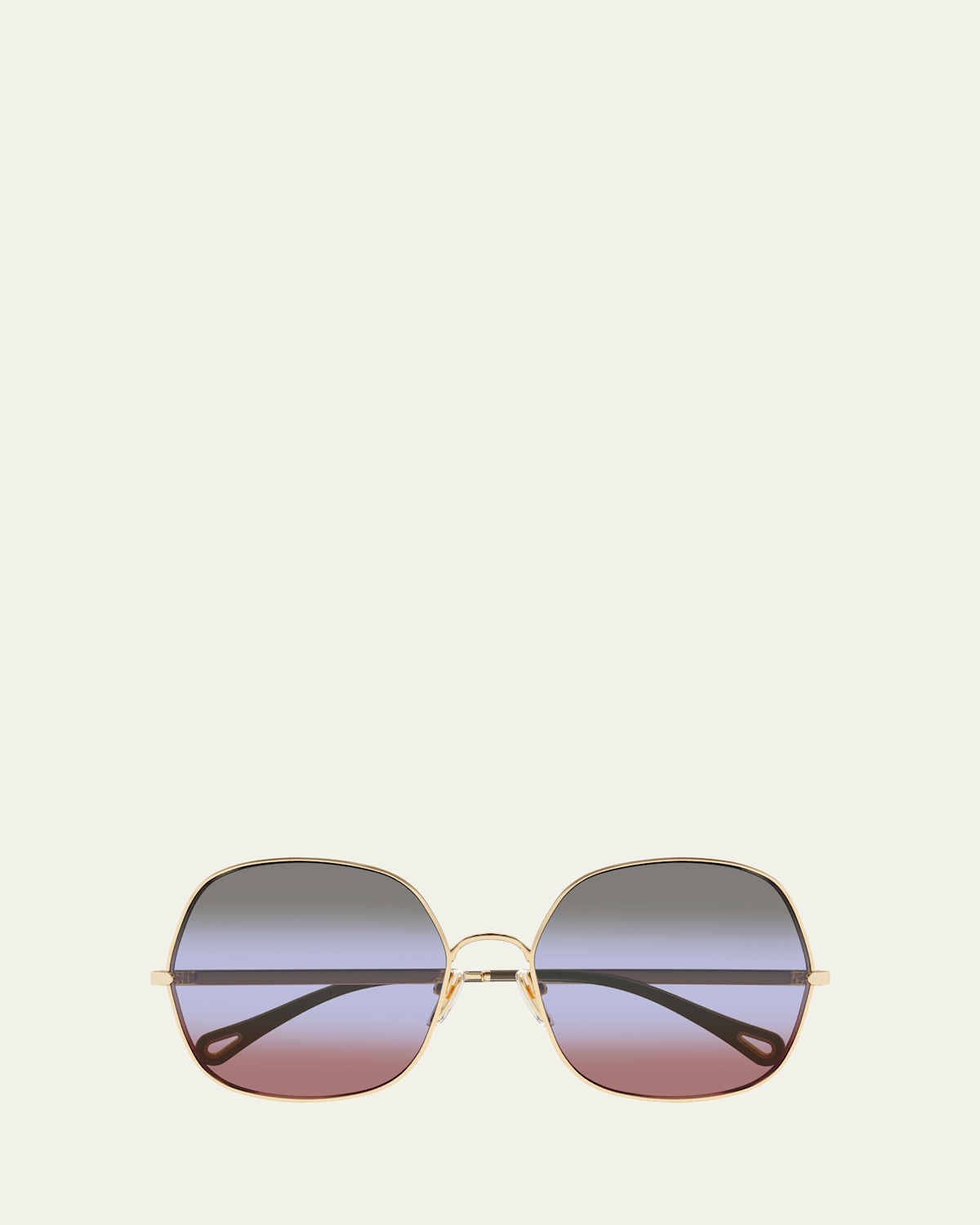 Chloé Gold-gold-green Metal Sunglasses
