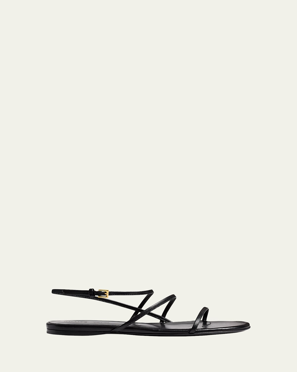 Shop Khaite Strappy Leather Flat Sandals In Black