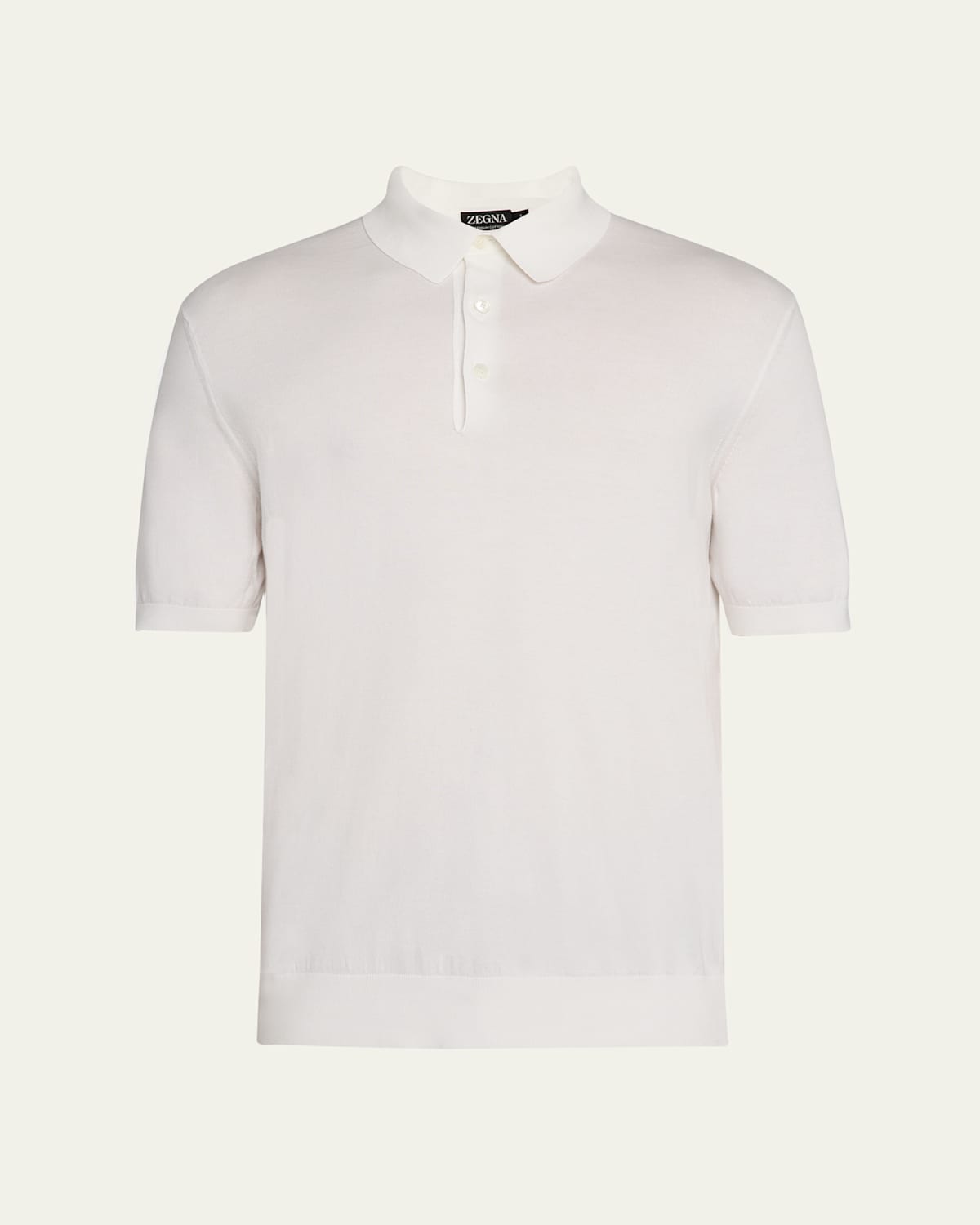 Zegna Cotton Polo Shirt With Intarsia Knitted Stripe In White
