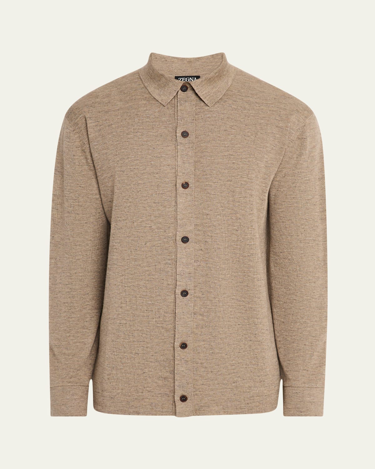 Zegna Men's Cashmere-blend Casual Button-down Shirt In Lt Bge Sld