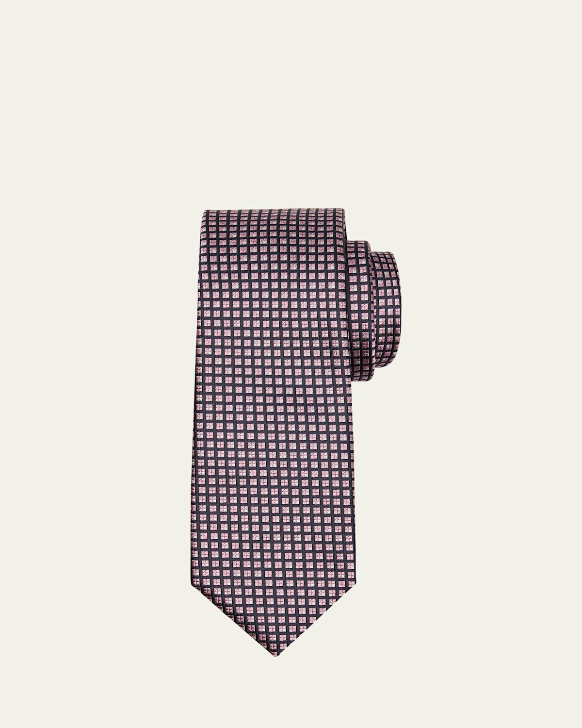ZEGNA Men's Cinque Pieghe Grid Check Silk Tie
