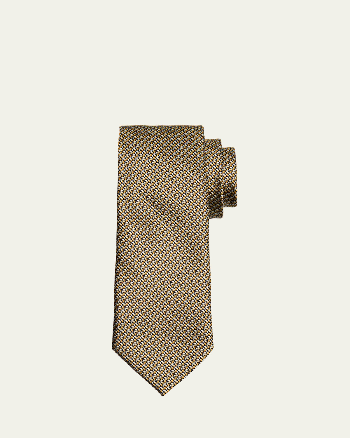 Zegna Men's Micro-square Silk Tie In Md Yel Micro Fan