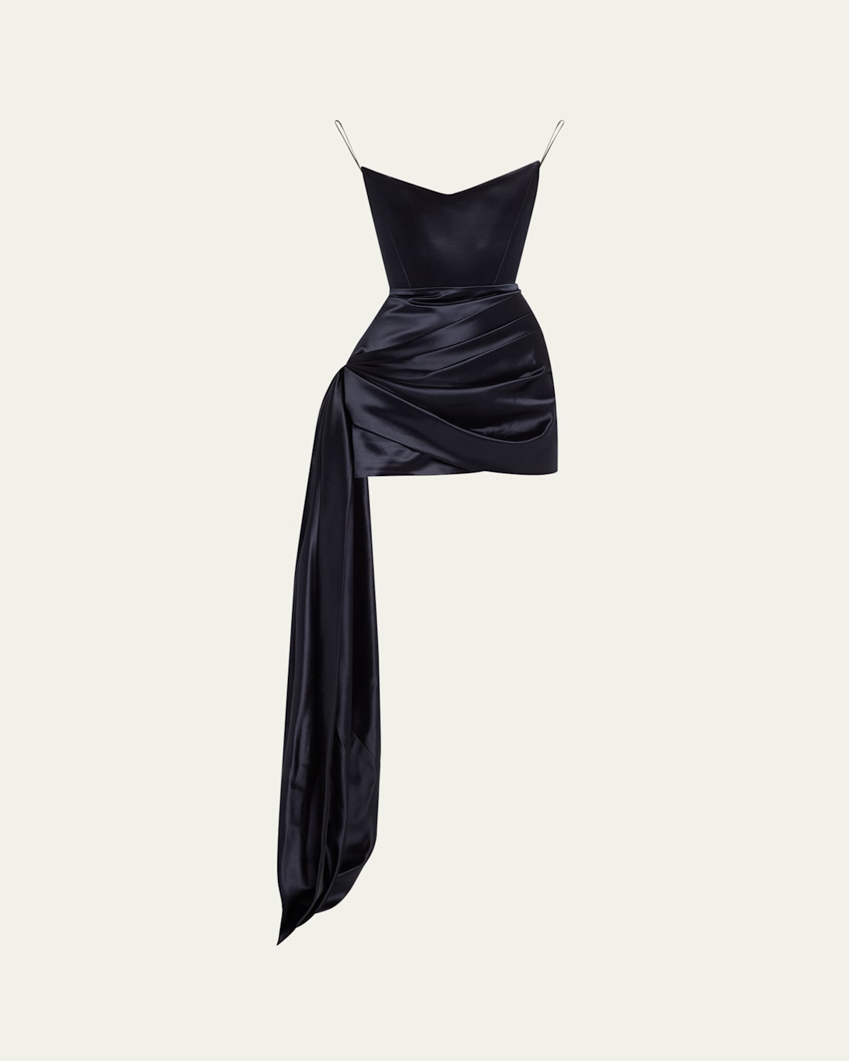 Strapless Corset Satin Mini Dress with Draped Panel