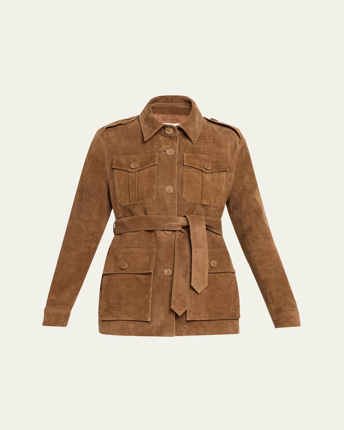 Shop Aexae Leather Suede Mid Jacket In Suede Honey Brown