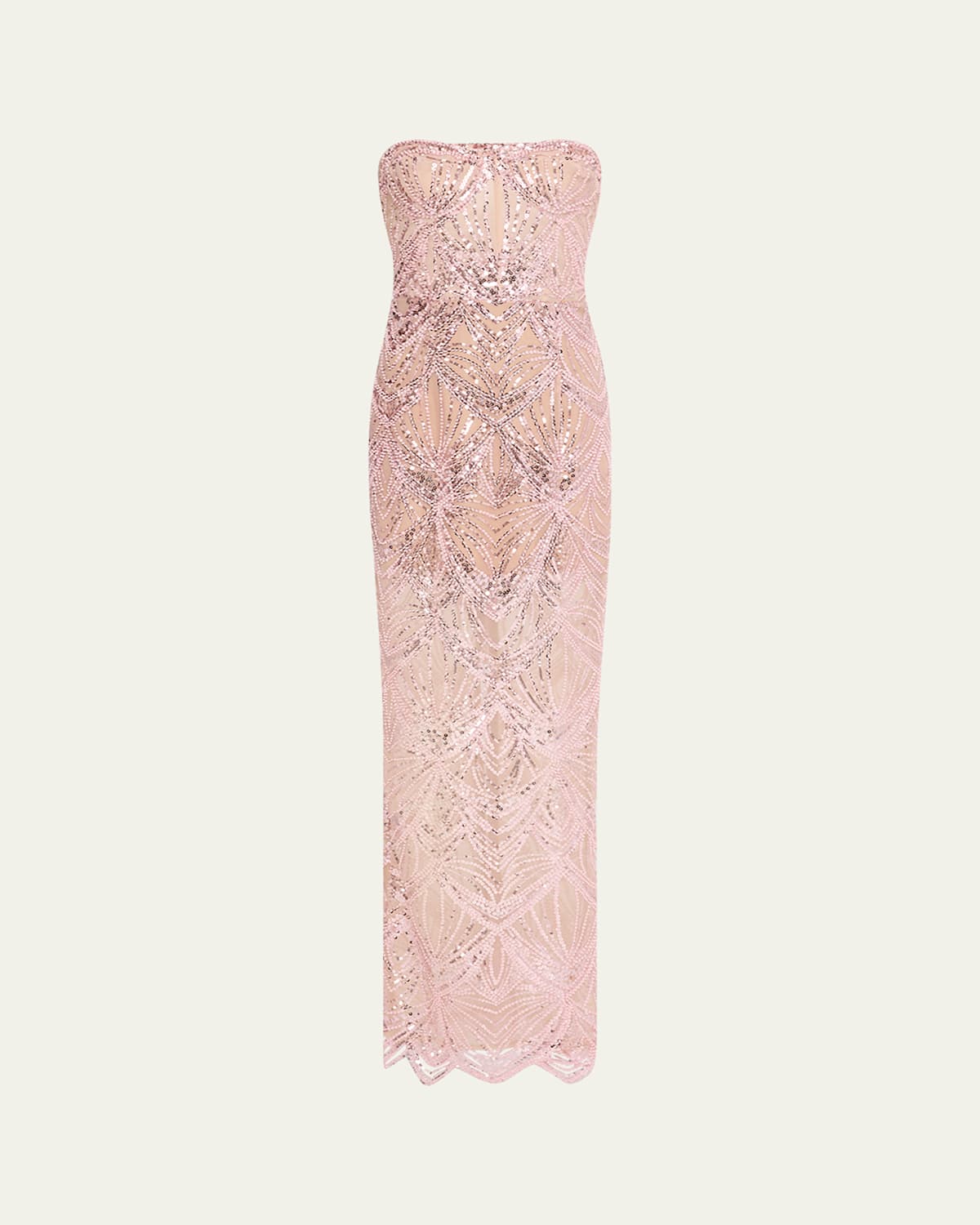 Bronx And Banco Giselle Strapless Bead & Sequin Column Gown In Blush
