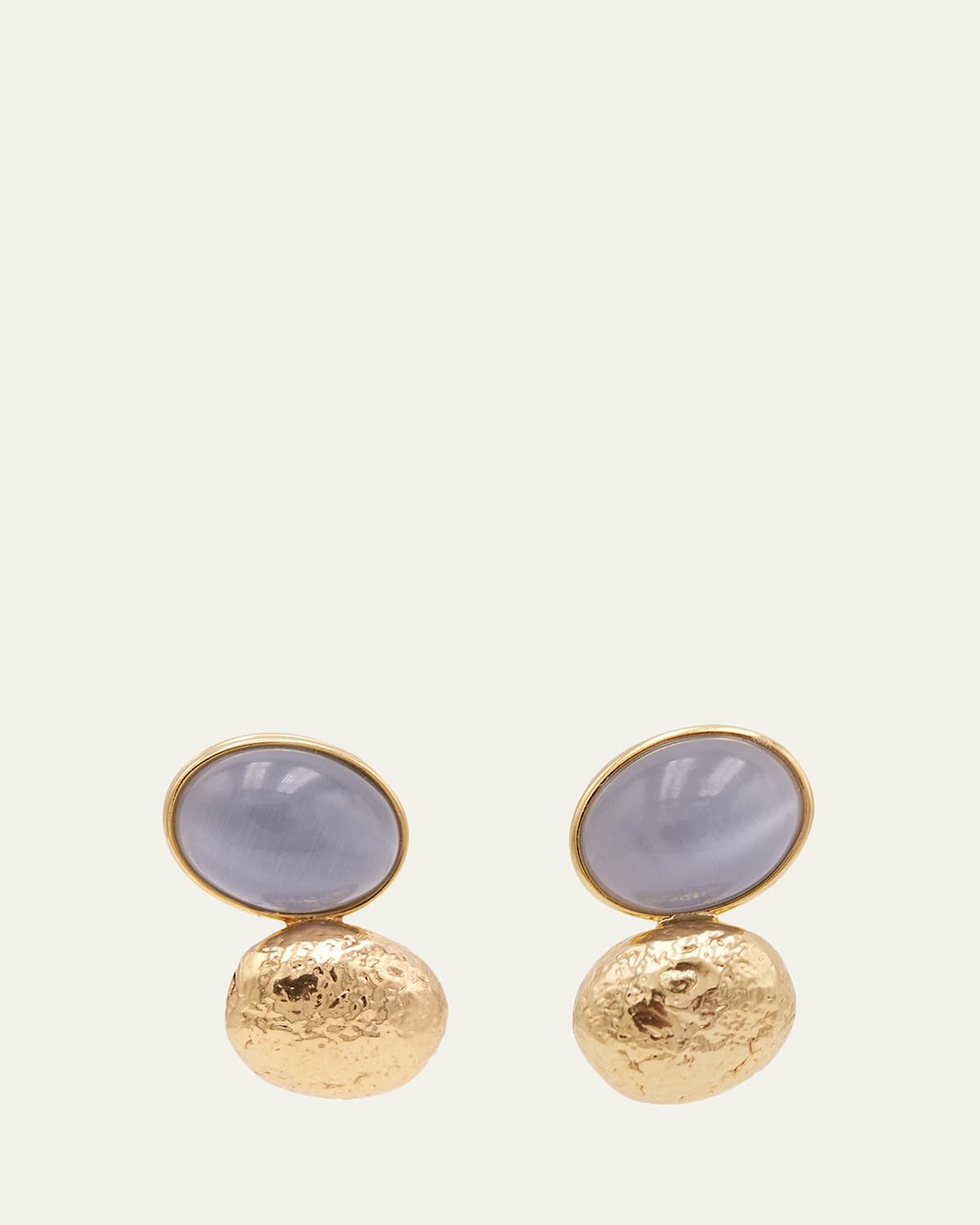 Grazia And Marica Vozza Opticol Quartz and Gold Nugget Stud Earrings