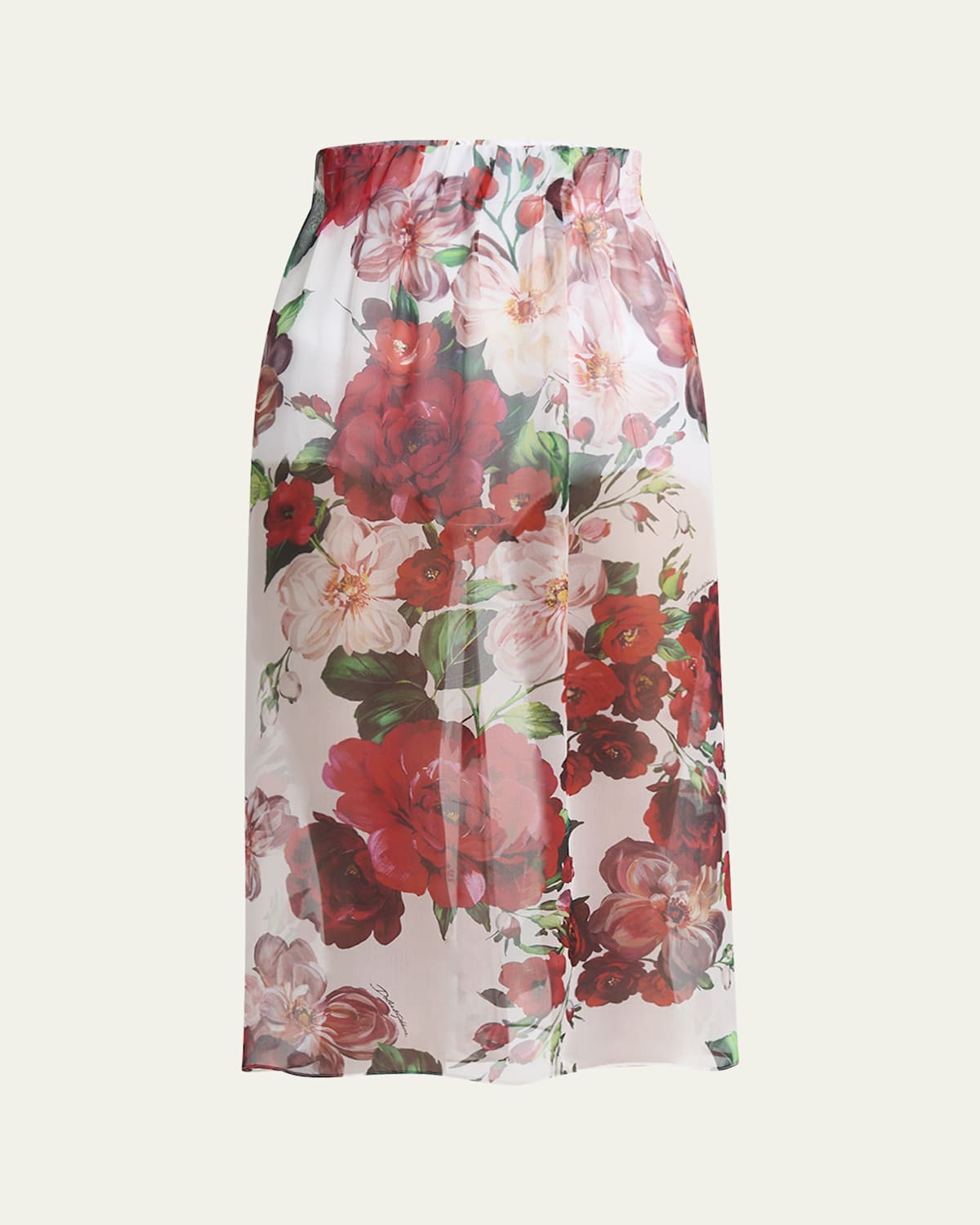 Dolce & Gabbana Multicolor Skirt With All-over Floral Motif In Silk Woman In Pattern