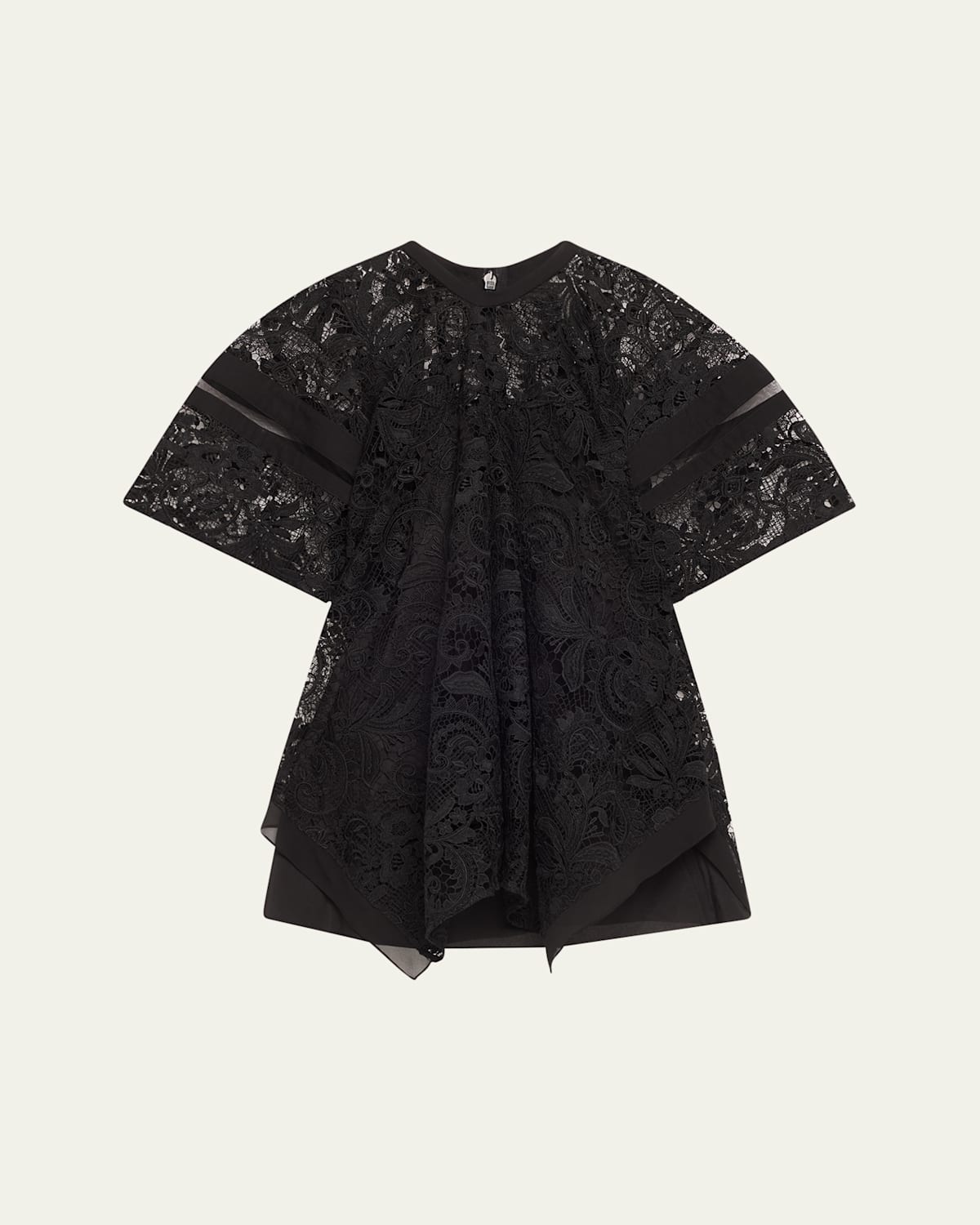 3.1 Phillip Lim Cord Embroidered Lace Flounce Top In Blk Multi