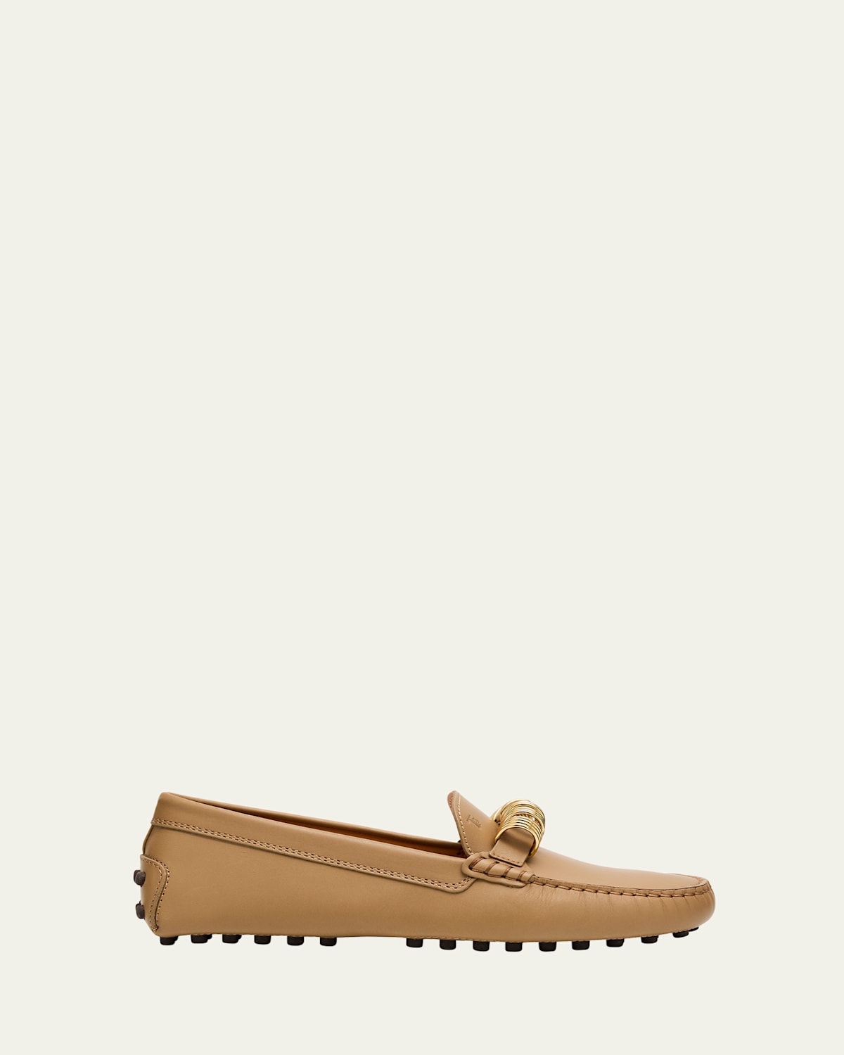 Tod's Gommino Calfskin Rings Driver Loafers In Cappuccino
