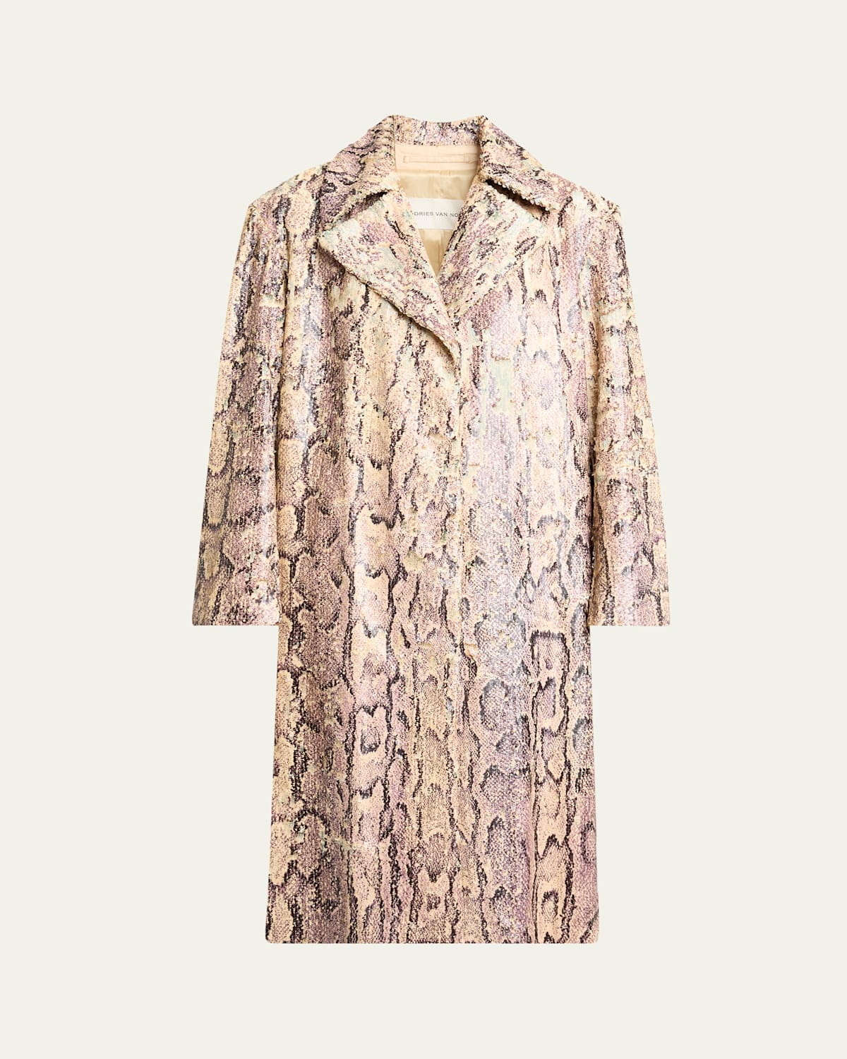 Shop Dries Van Noten Snakeskin-print Sequined Single-breasted Coat