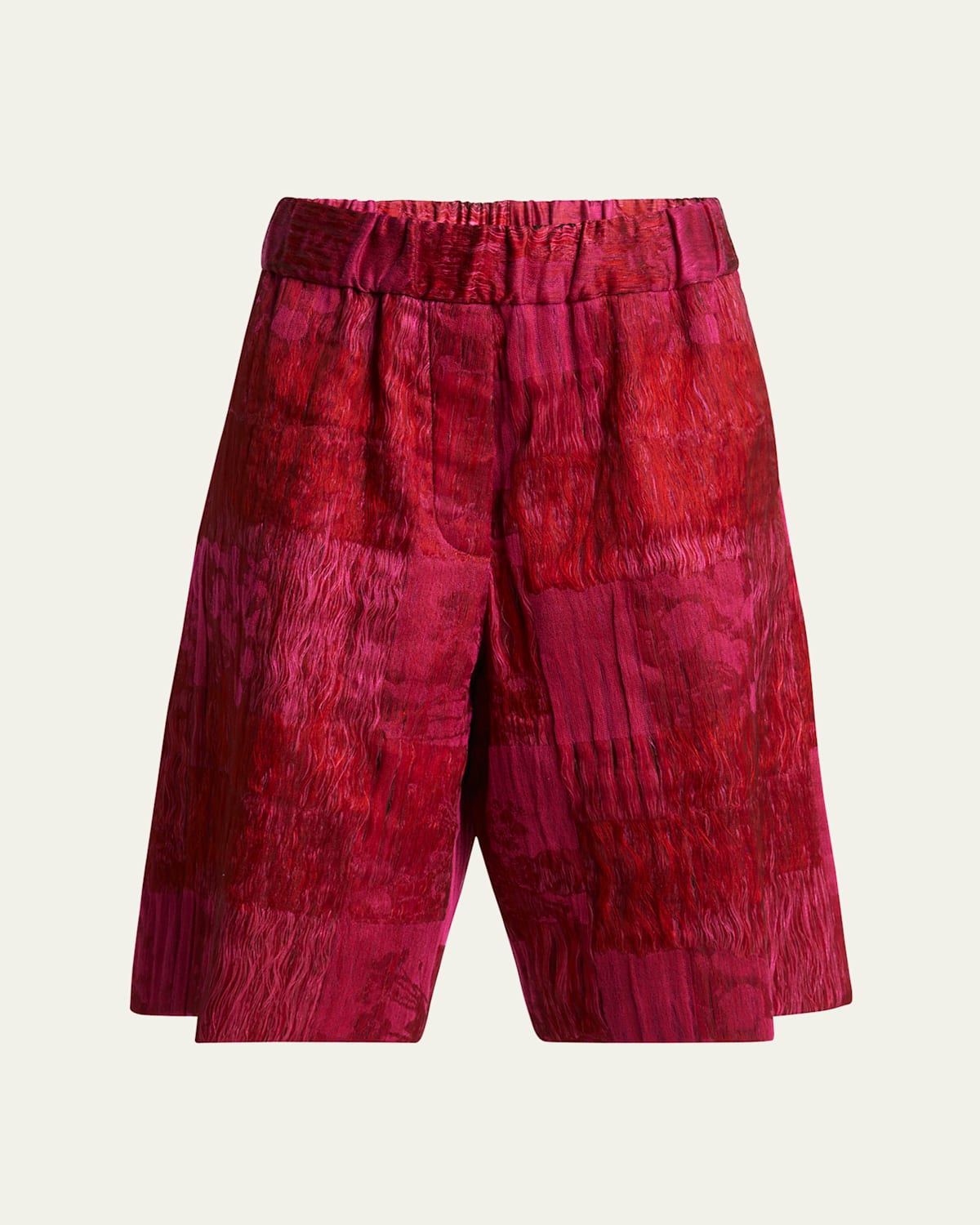Dries Van Noten Pomy Patchwork Crinkle Shorts