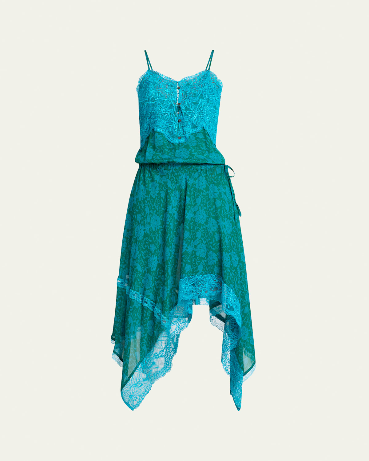 Dries Van Noten Dallie Floral Print Lace-trim Handkerchief Midi Dress