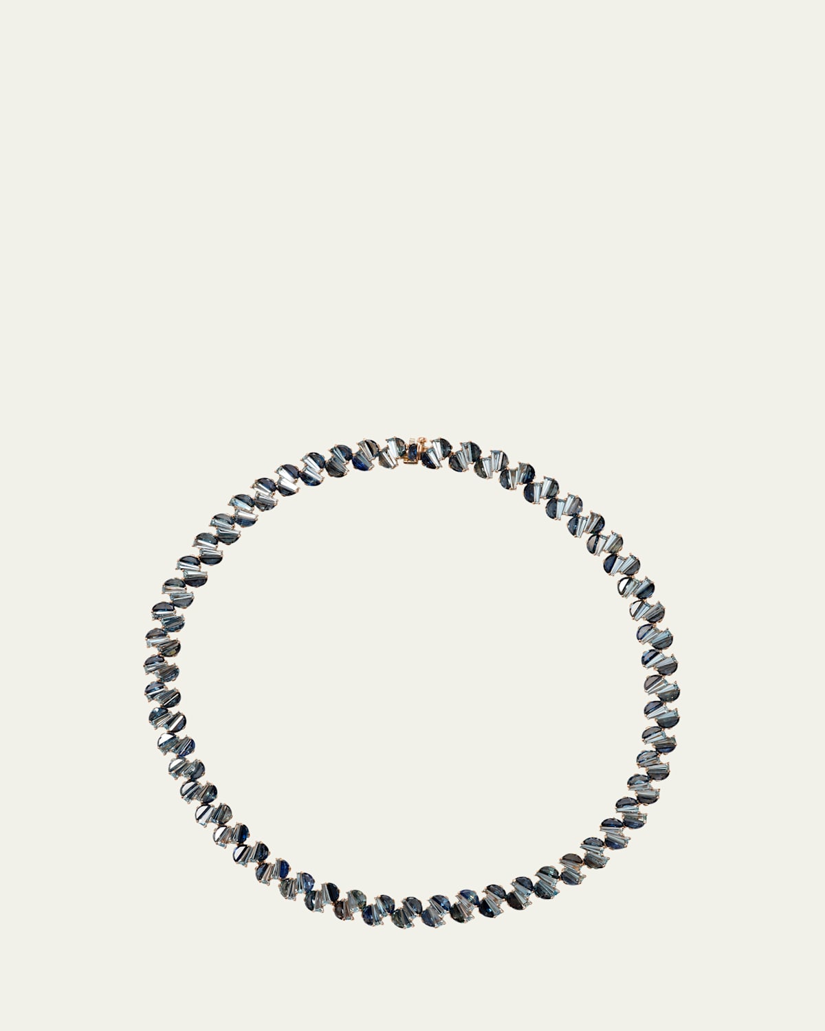 20K Rose Gold Braided Rivire Choker with Parti Sapphire and Aquamarine