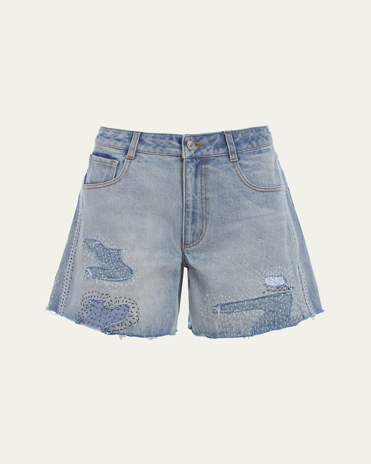 Sea Oli Embroidered Denim Shorts In Blue