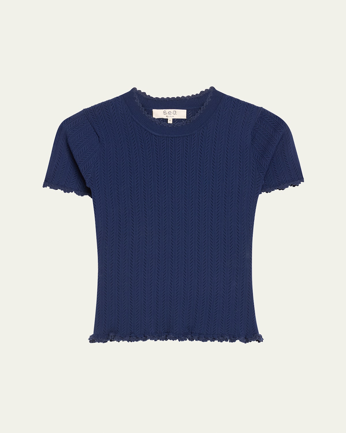 Sea Abbie Knit Short-sleeve Tee In Navy